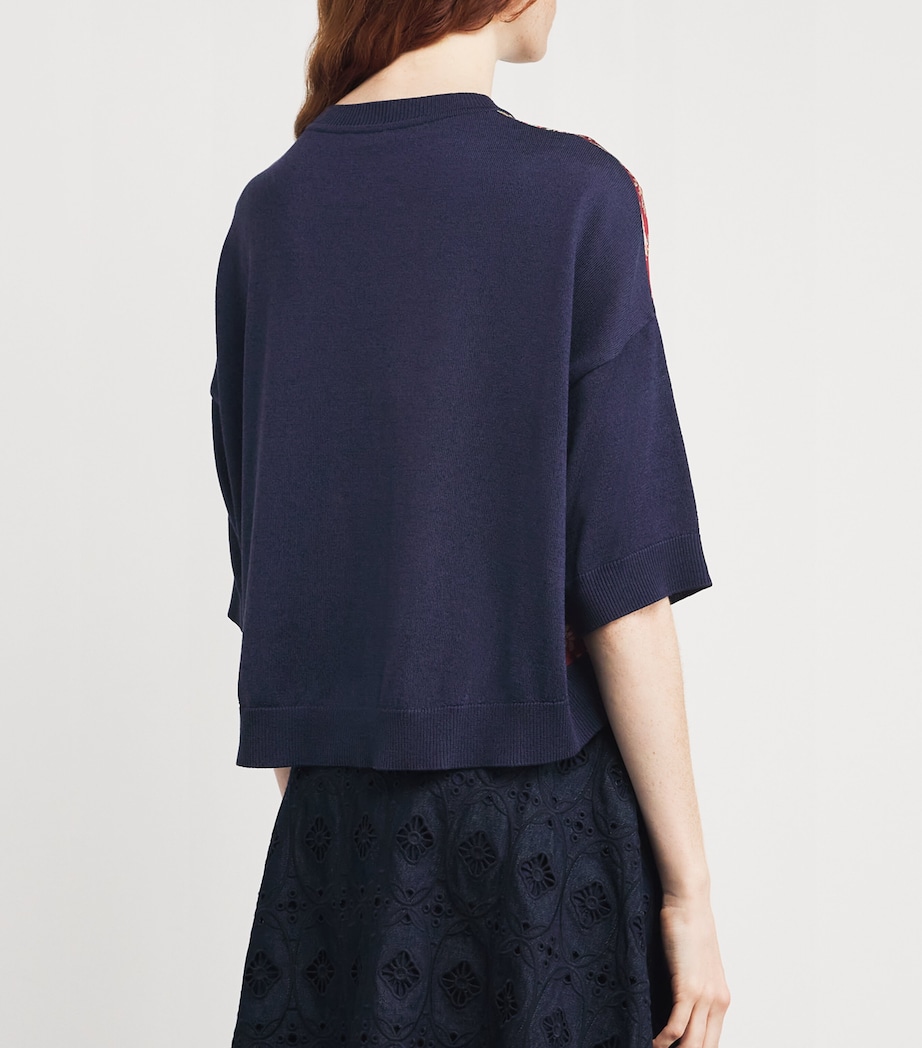 Silk-Trim Paisley Sweater X0866 Image 4