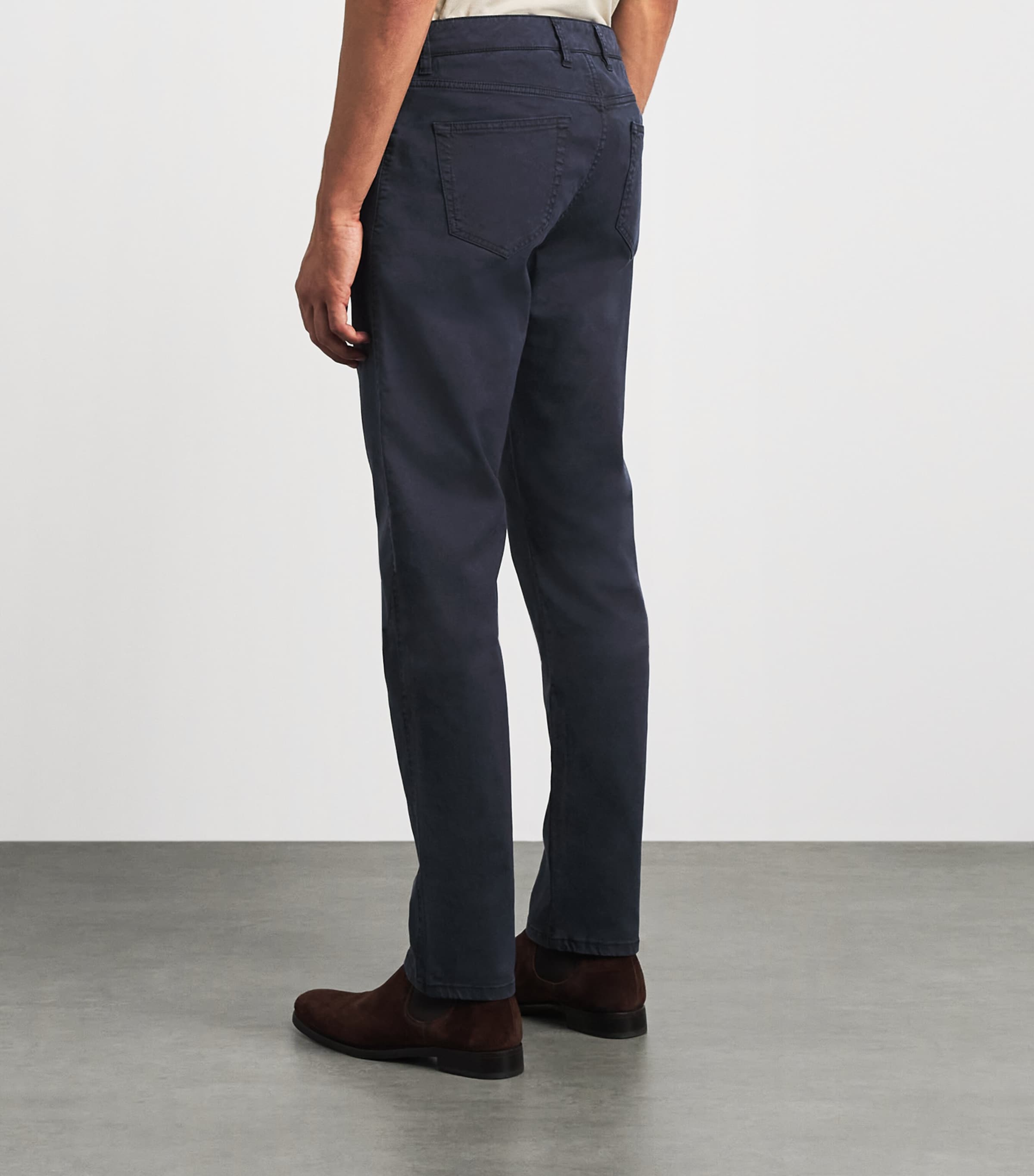 Purdey Mens Cotton-Blend Five-Pocket Trousers Nvy Image 5