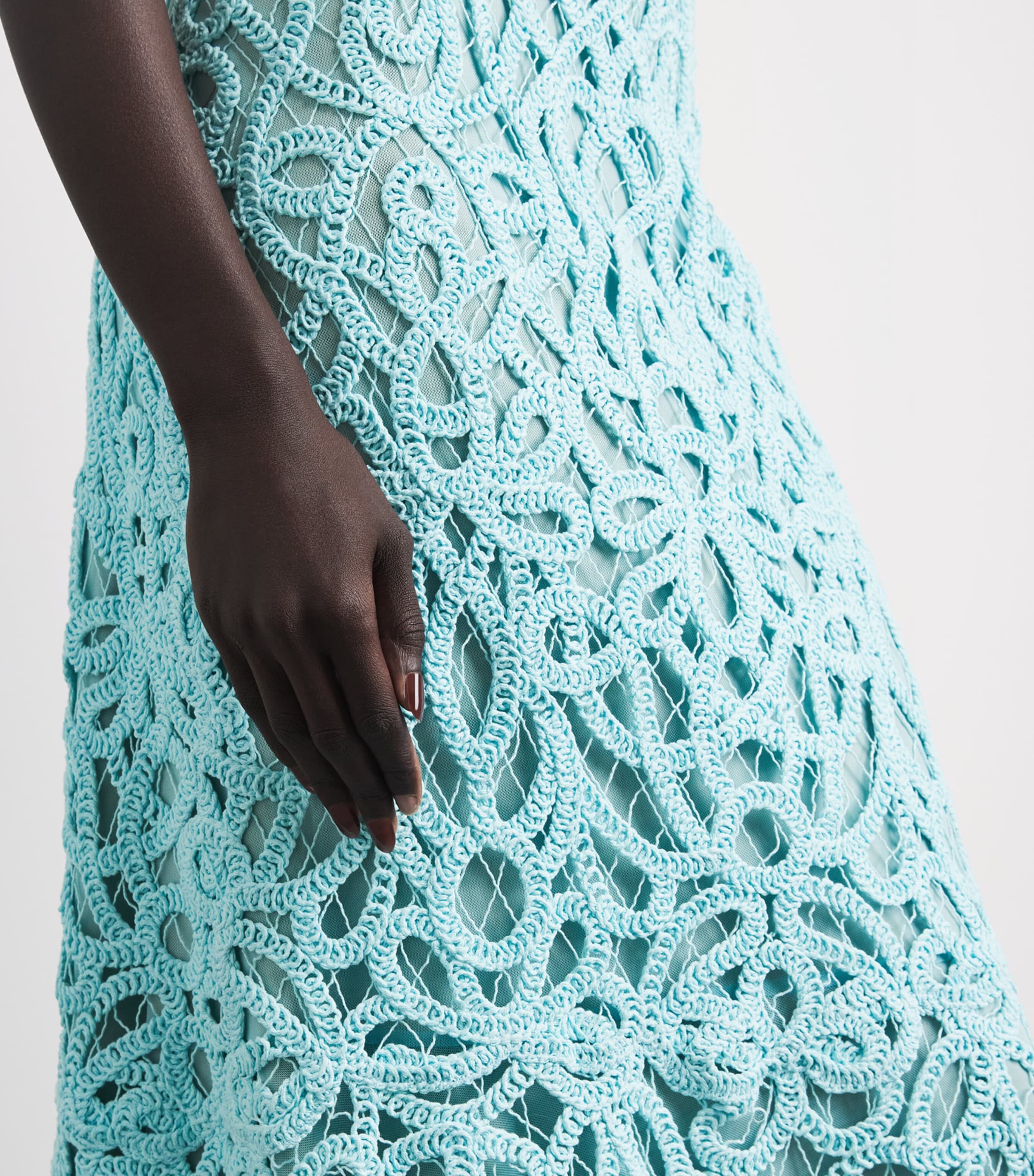 Simkhai Womens Lace Clairis Midi Dress Pool Image 5