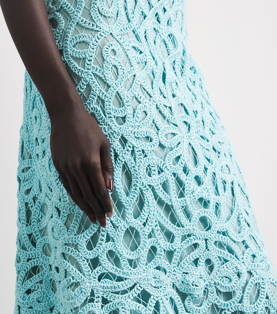 Simkhai Womens Lace Clairis Midi Dress Pool Image 5