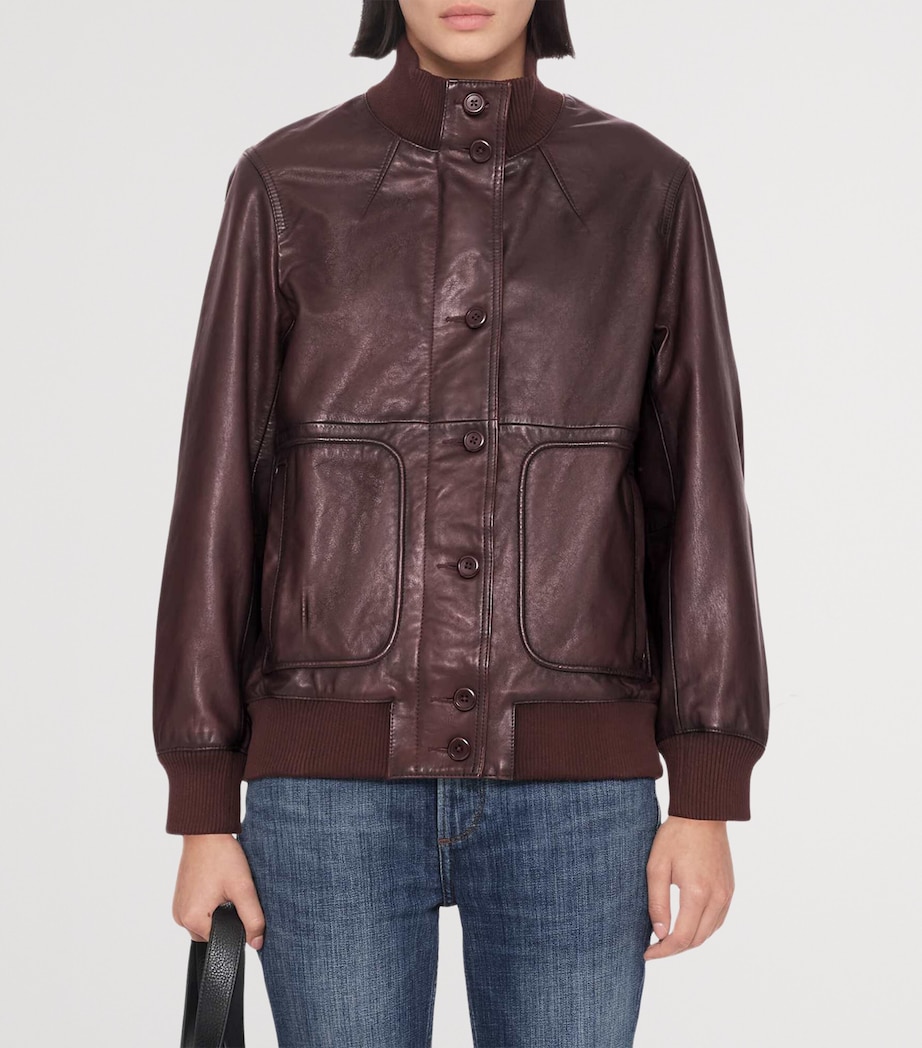 AllSaints Womens Memphis Leather Jacket Oxblood Red Image 3