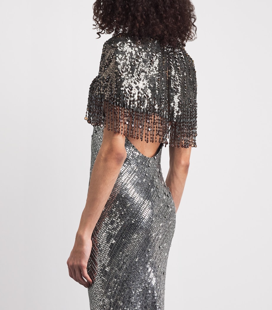 Jenny Packham Womens Sequin Dazzle Dream Cape Ombre Gnmtl/liquorce Image 5