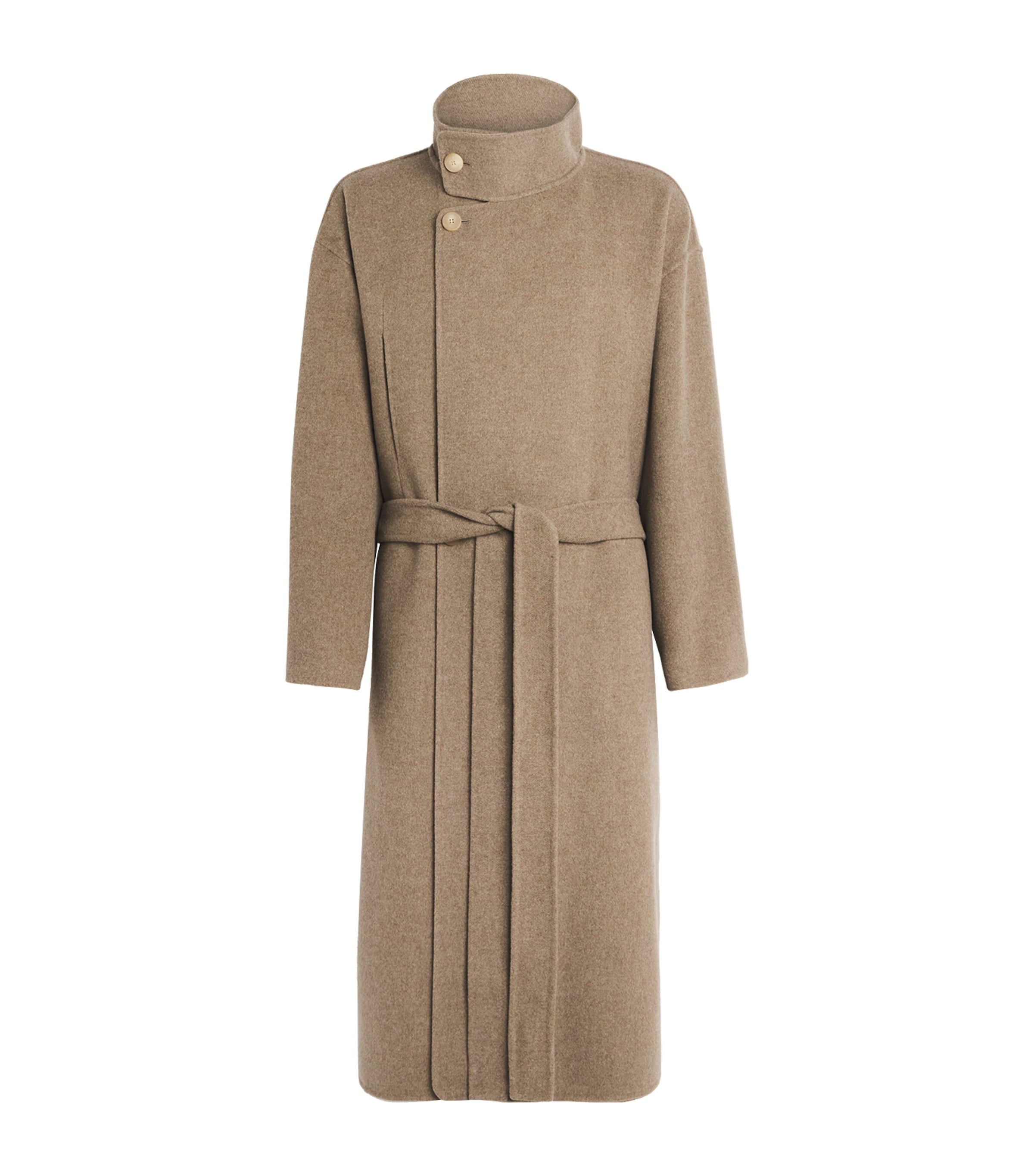 Fear Of God Wool-cashmere Asymmetic Overcoat In Brown