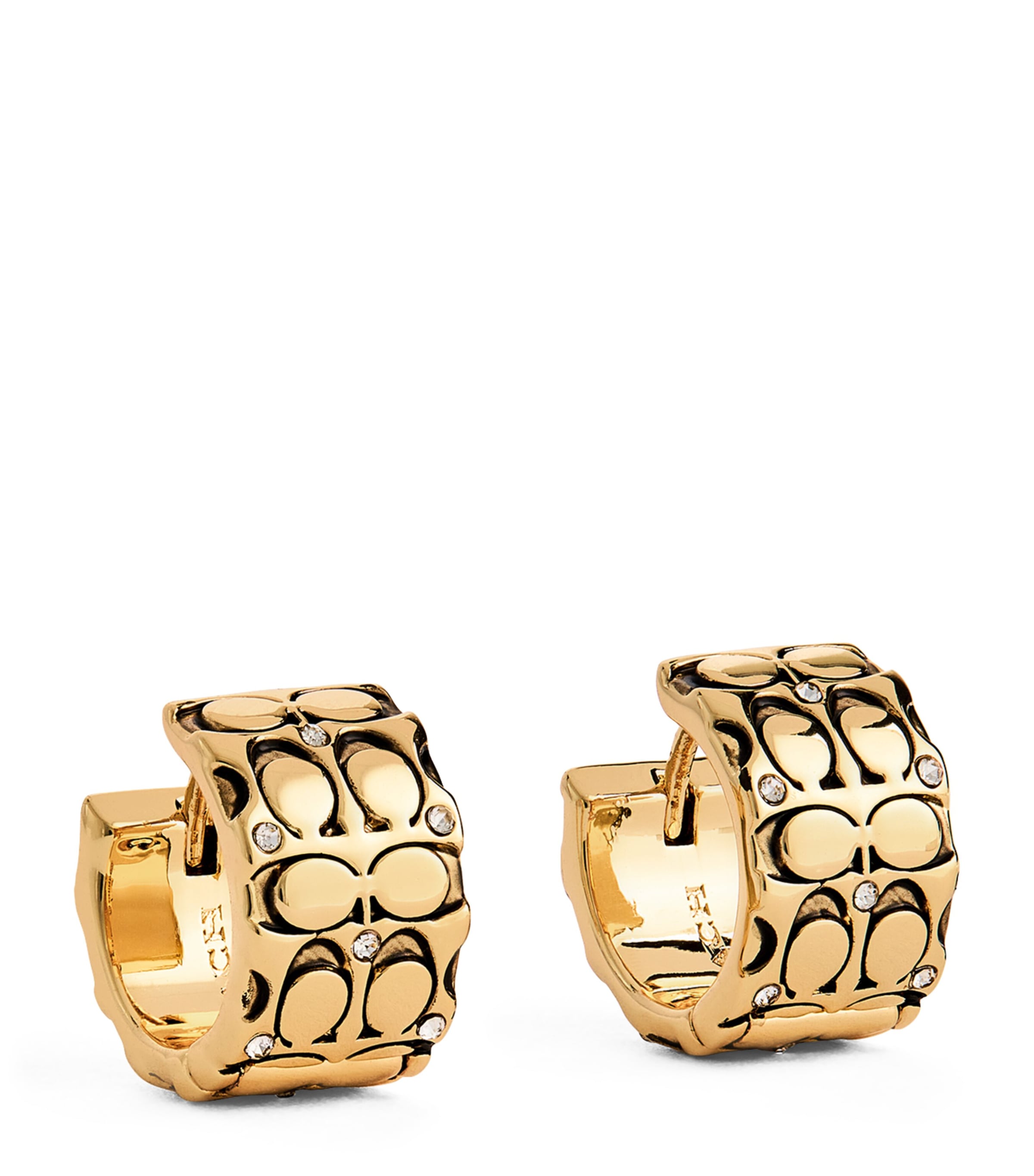 Coach Enamel Signature Hoop Earrings In Gold