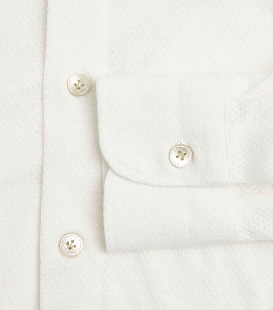 Eleventy Mens Cotton-Linen Knitted Shirt Bianco Image 6