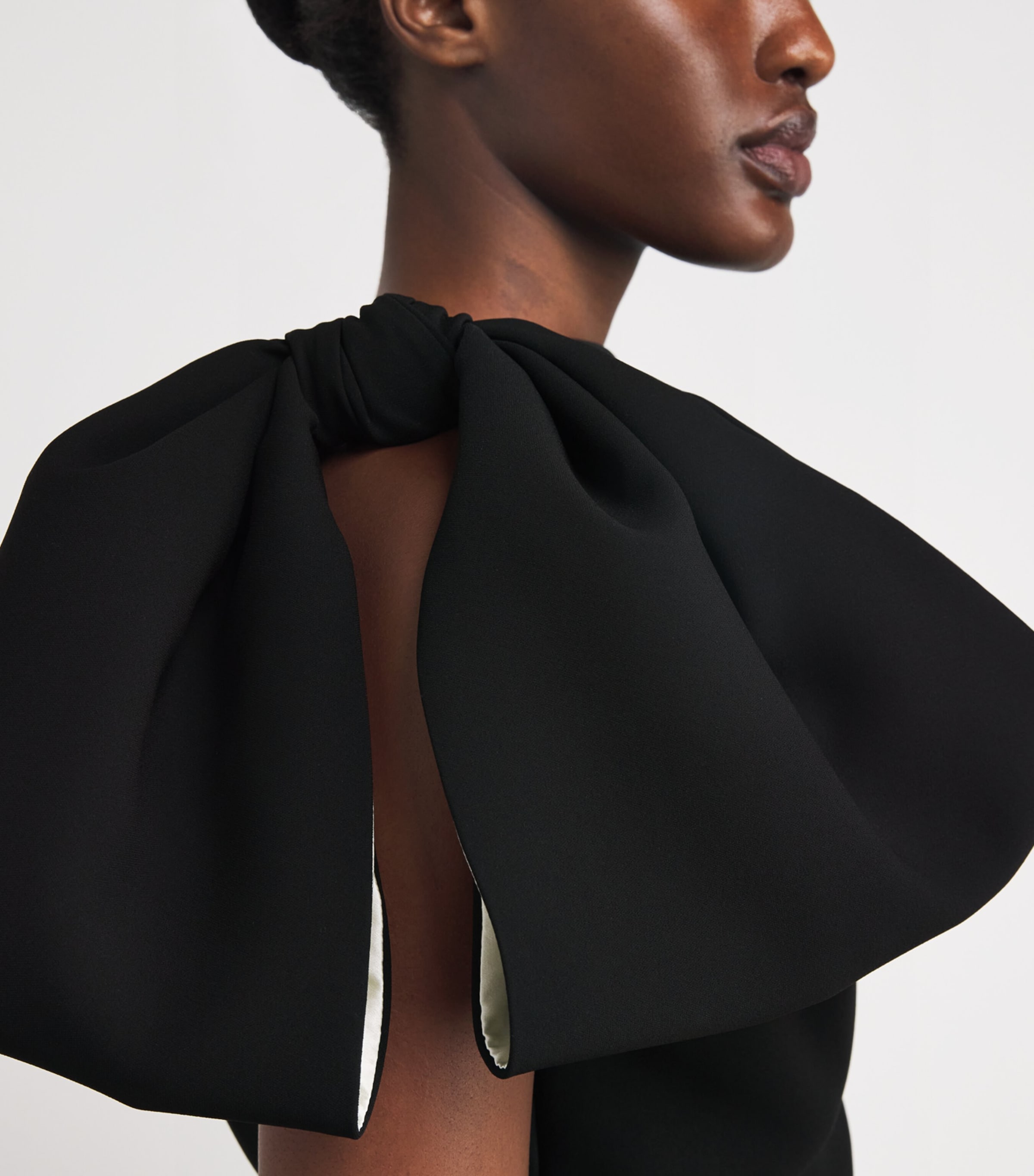 Asymmetric Bow Mini Dress BLACK Image 4