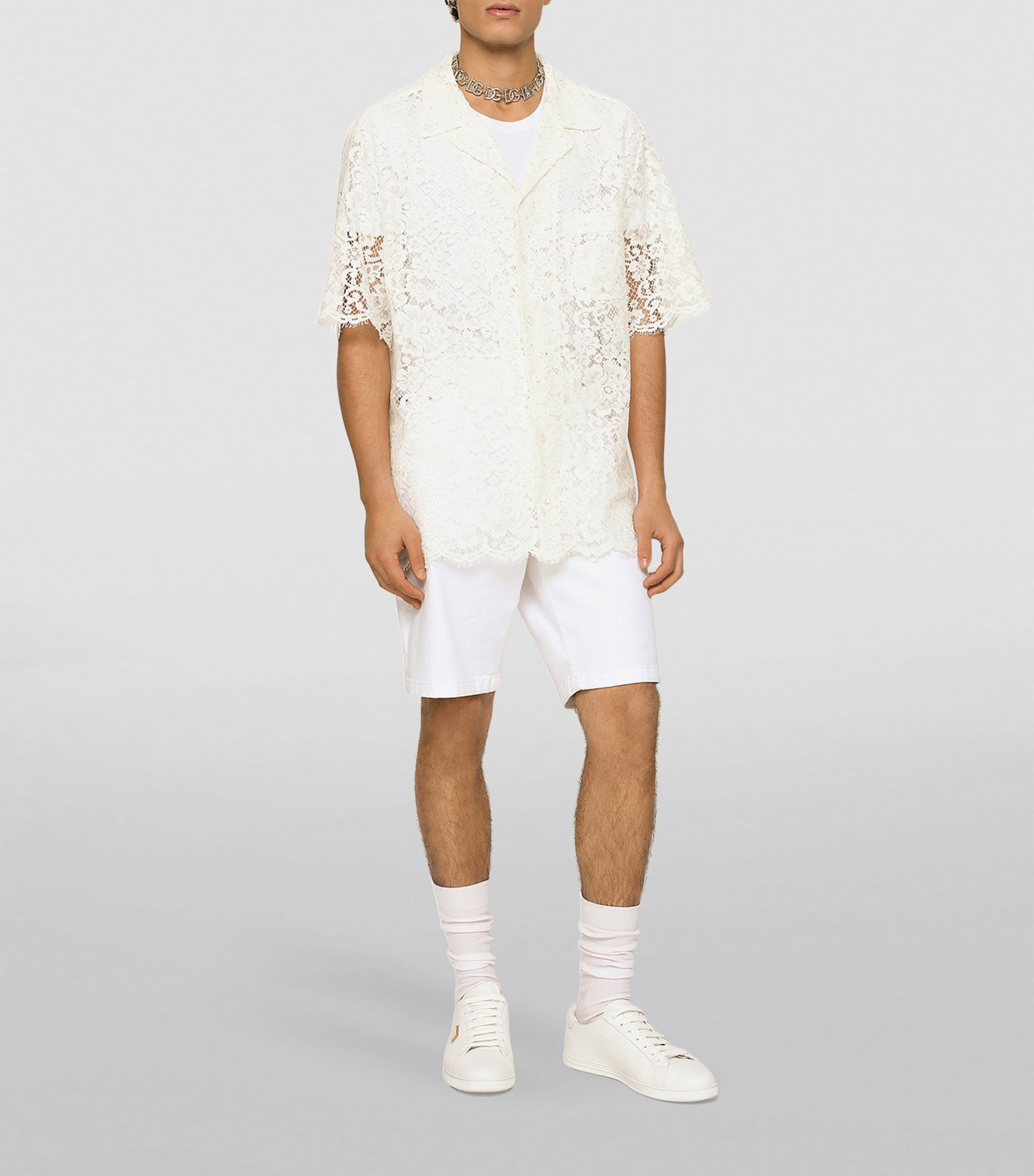 Lace Cuban Shirt W0001-NATURAL WHITE Image 2