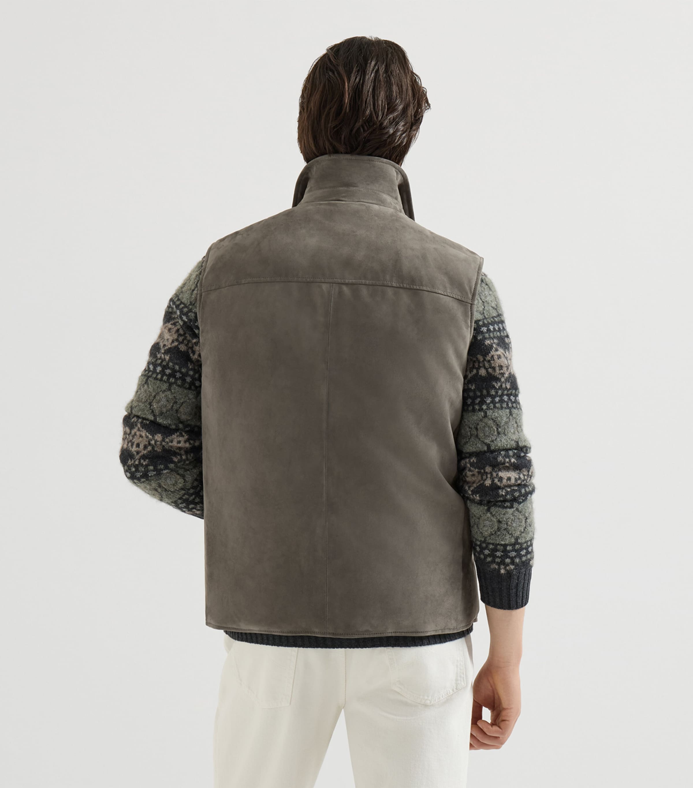 Brunello Cucinelli Mens Down Leather Gilet Image 3