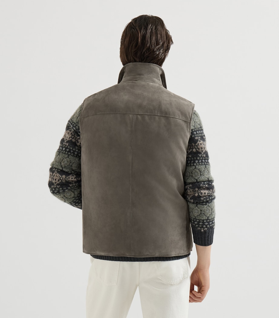 Brunello Cucinelli Mens Down Leather Gilet Image 3