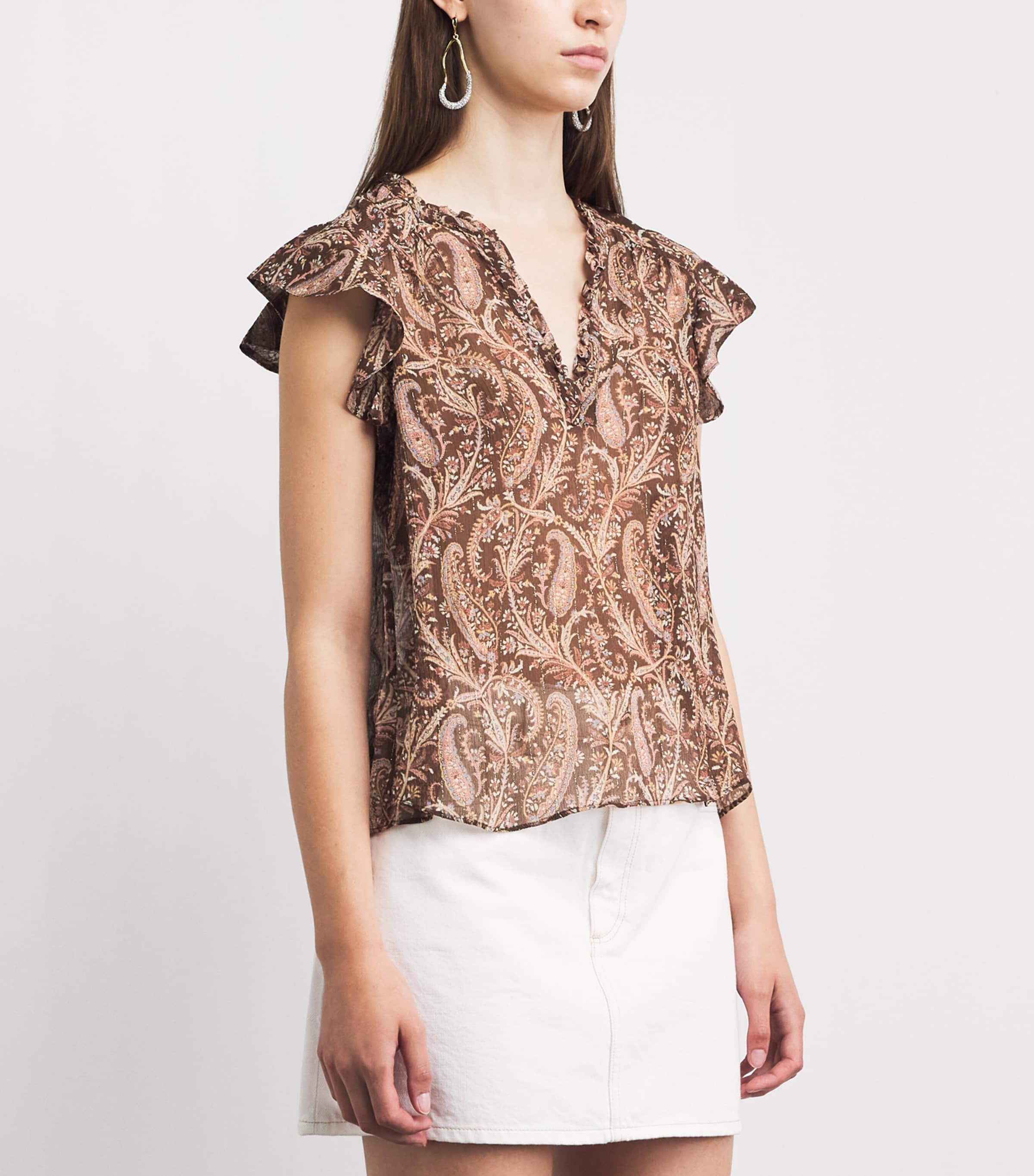 PAIGE Womens Silk Cornelia Blouse Oak Multi Image 4