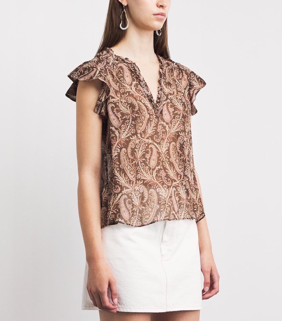 PAIGE Womens Silk Cornelia Blouse Oak Multi Image 4