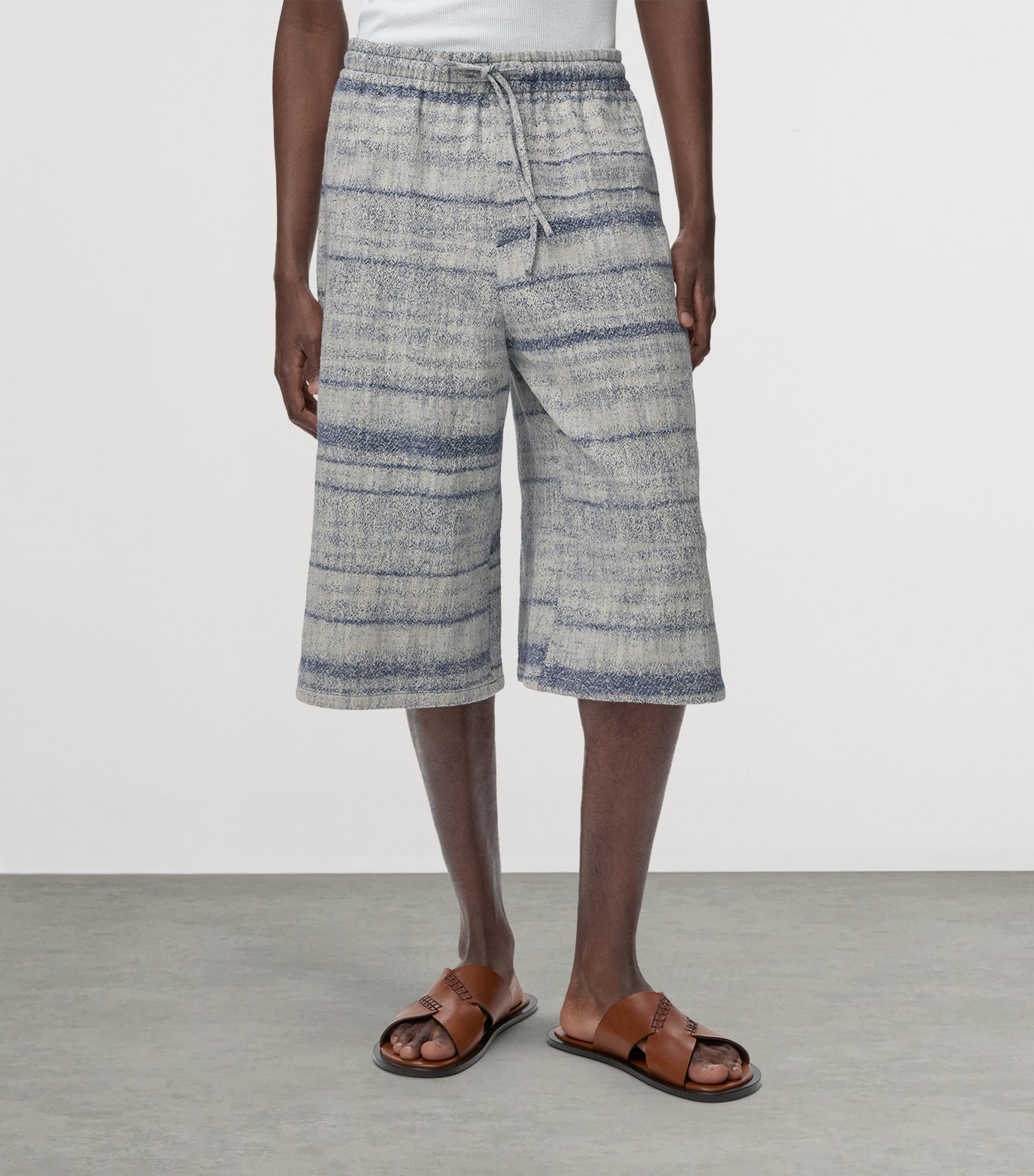 LOEWE Mens x Paula's Ibiza Denim Beaded-Effect Shorts Blue Image 3