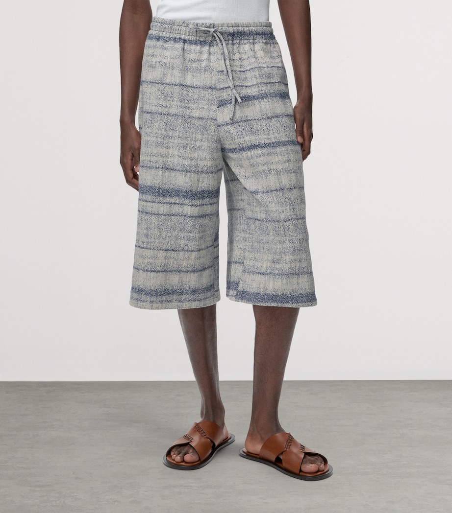 LOEWE Mens x Paula's Ibiza Denim Beaded-Effect Shorts Blue Image 3