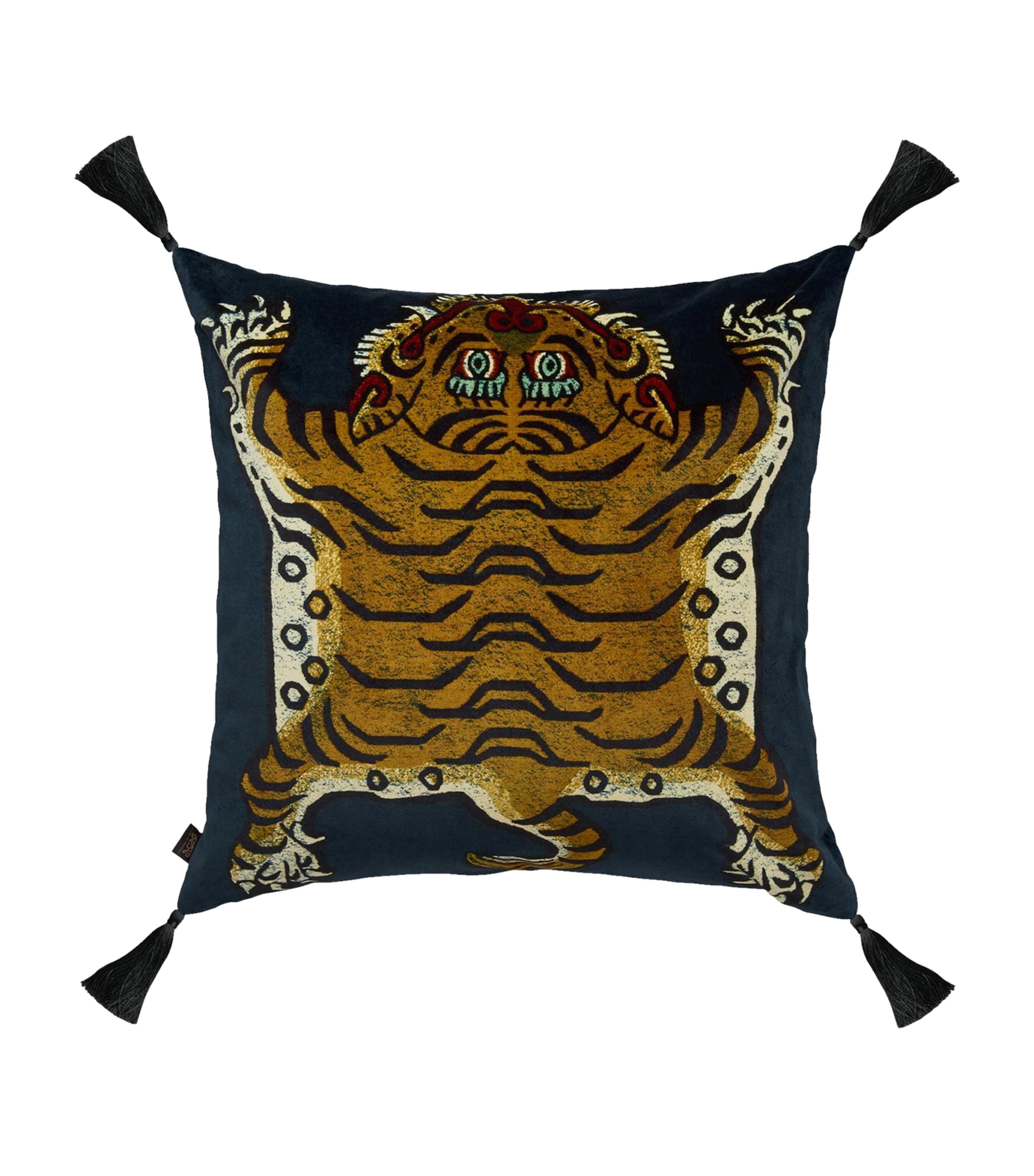 House Of Hackney Large Velvet Saber Cushion In Blue