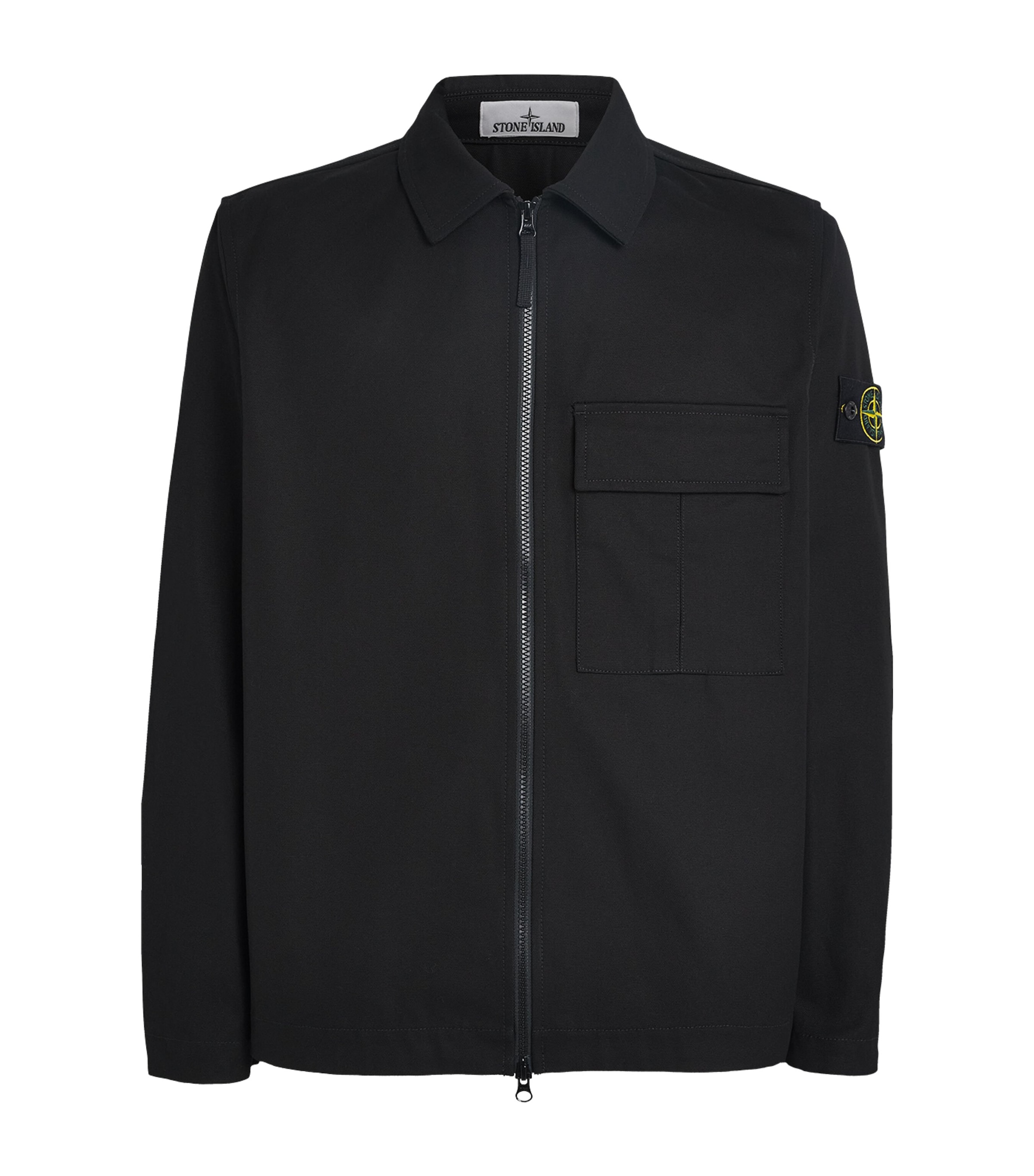 Stone Island Comfort-fit Overshirt With Gusseted Chest Pocket In Black