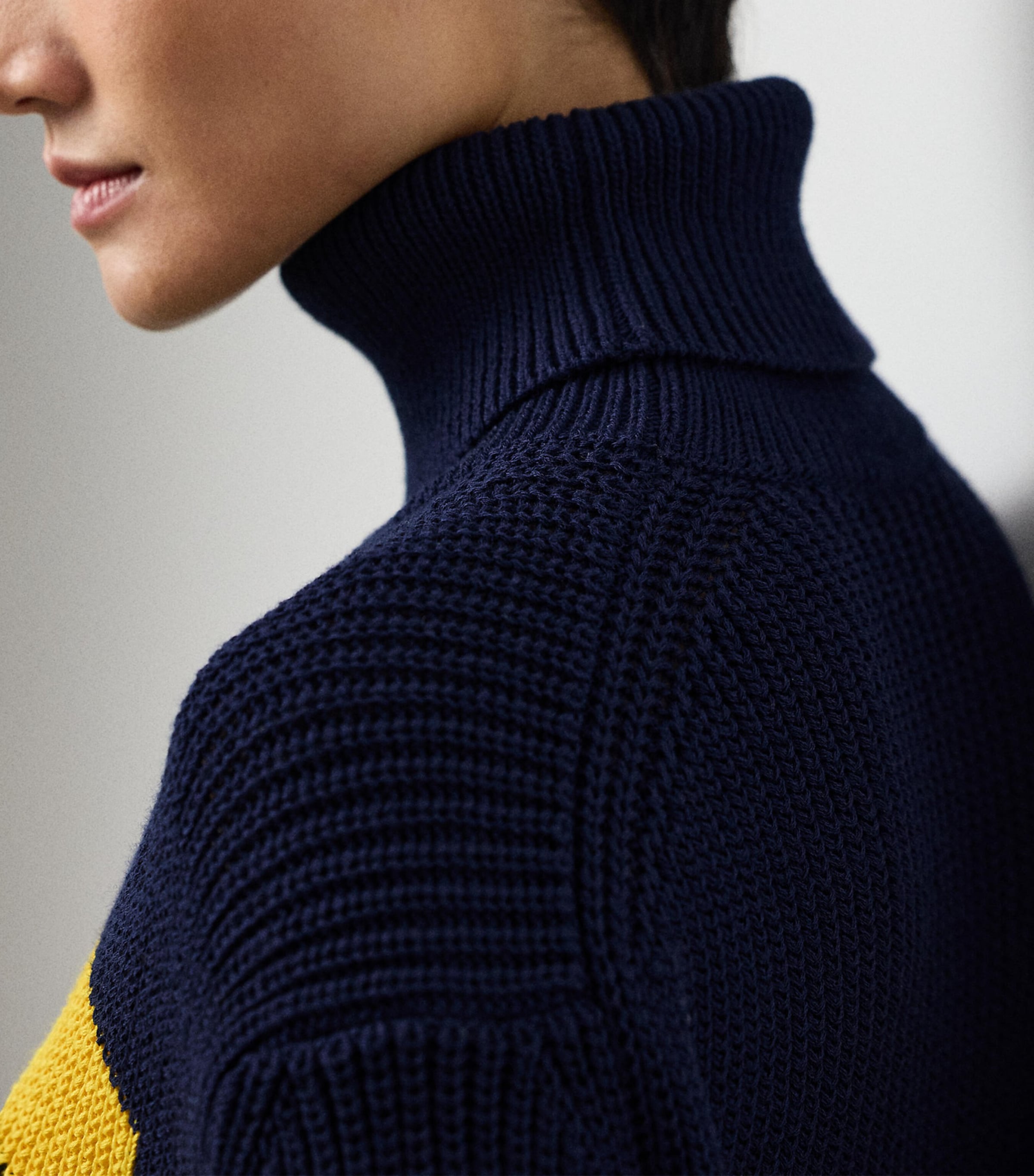 Cotton-Silk Intarsia-Knit Rollneck Sweater NAVY-410 Image 5