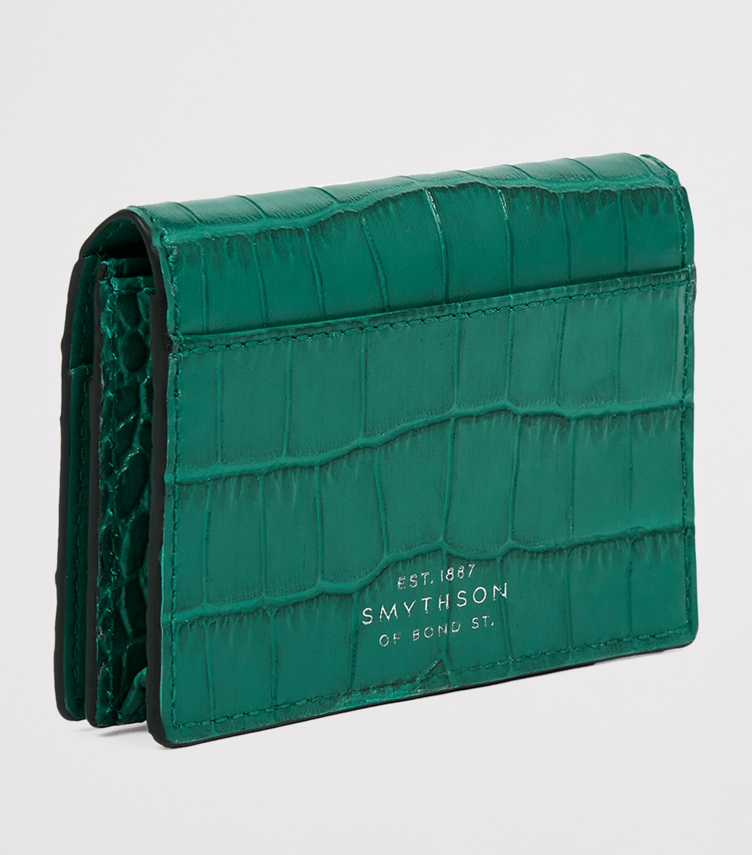 Smythson Calfskin Mara Folded Card Holder Petrol Image 3