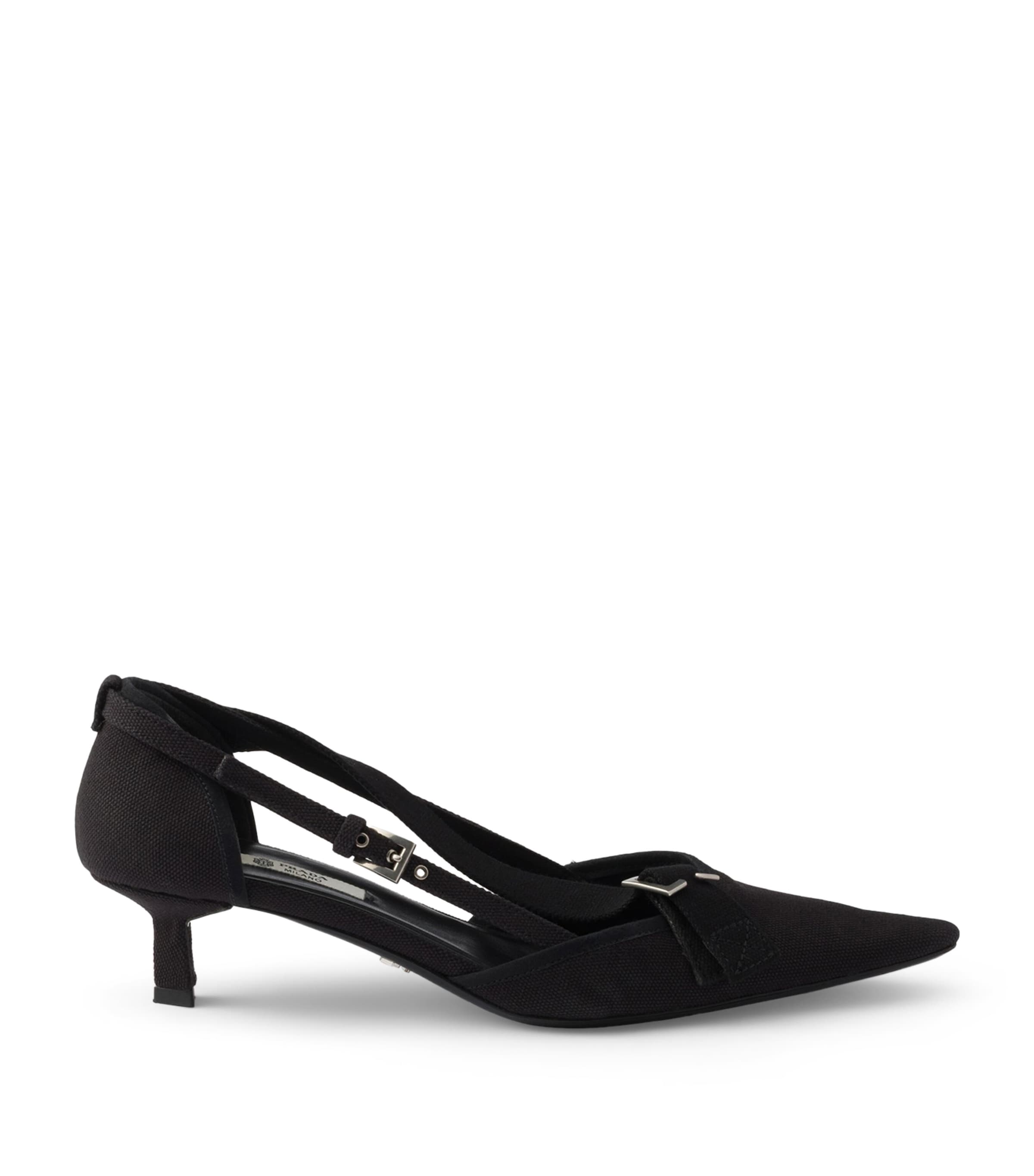 Prada Canvas Buckle-Detail Pumps 45 Black Image 1