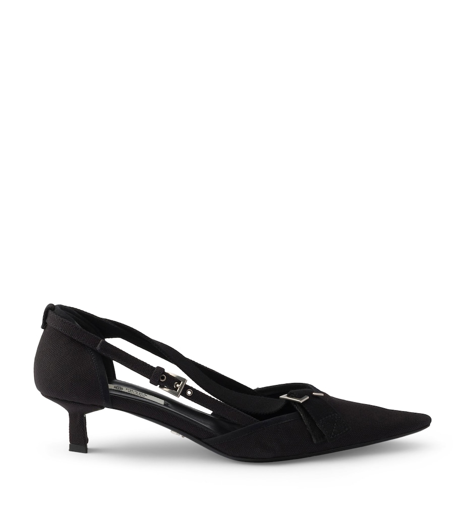 Prada Canvas Buckle-Detail Pumps 45 Black Image 1