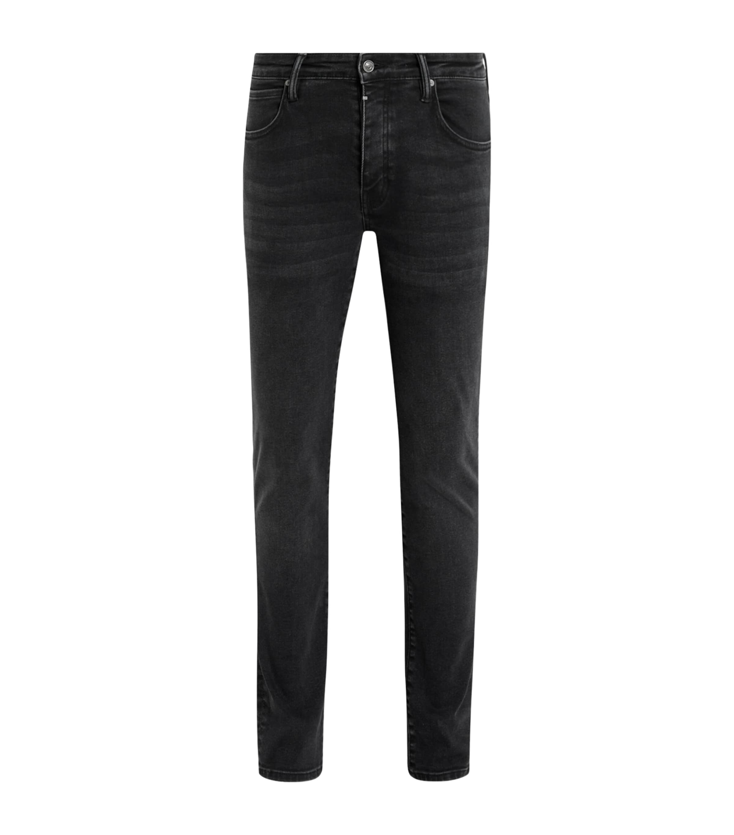 Allsaints Mens Washed Black Sid Skinny-leg Stretch-organic-cotton-blend Jeans