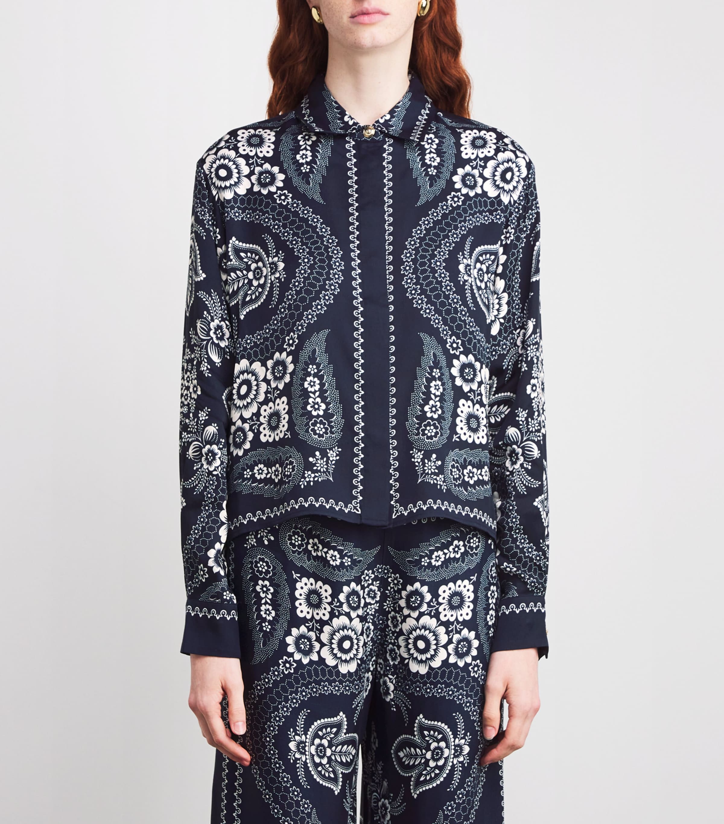 Satin Floral Print Shirt NAVY BANDANA PRINT Image 3