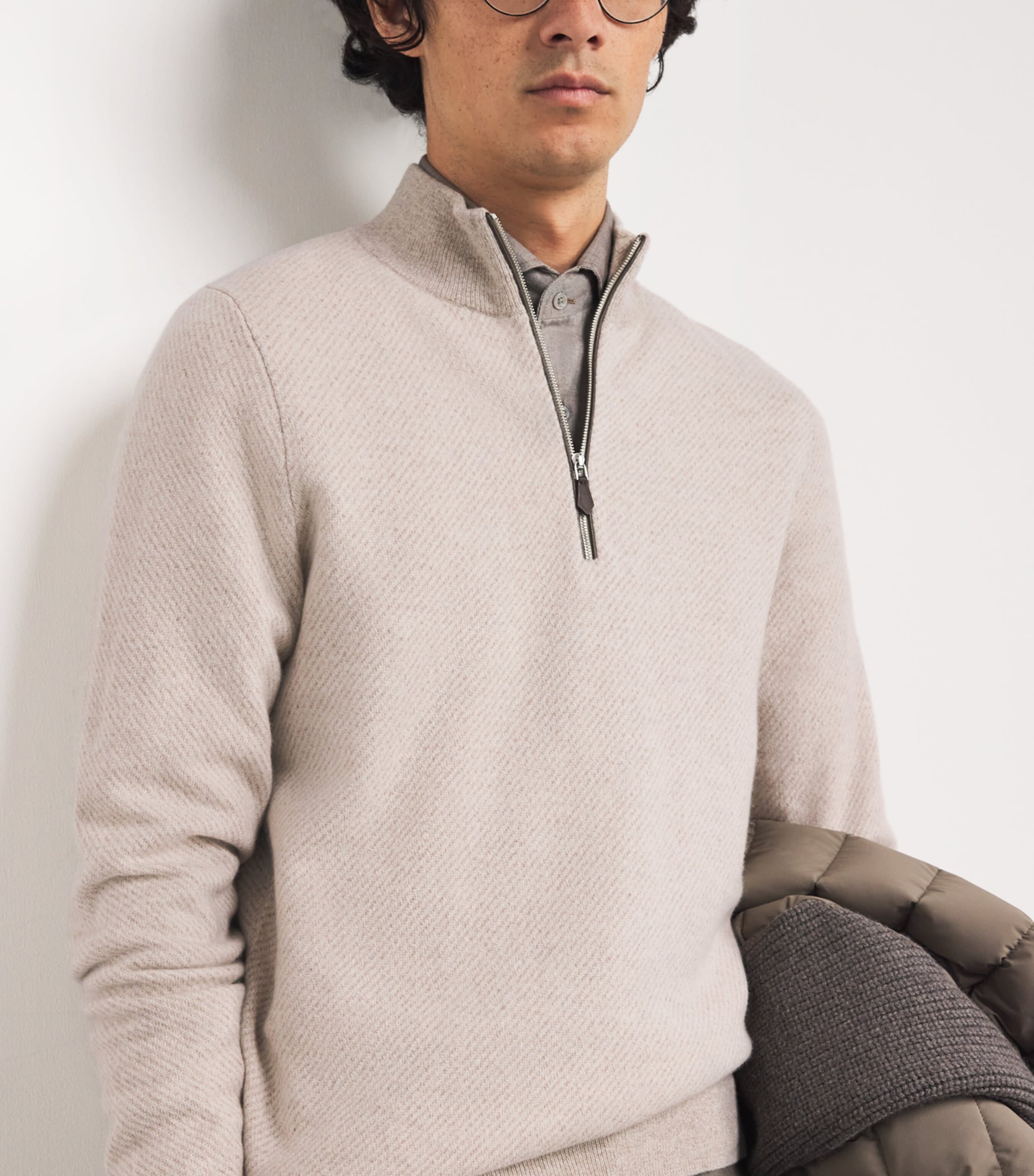 Cashmere Quarter-Zip Temple Sweater TSE TOASTED SESAME Image 6
