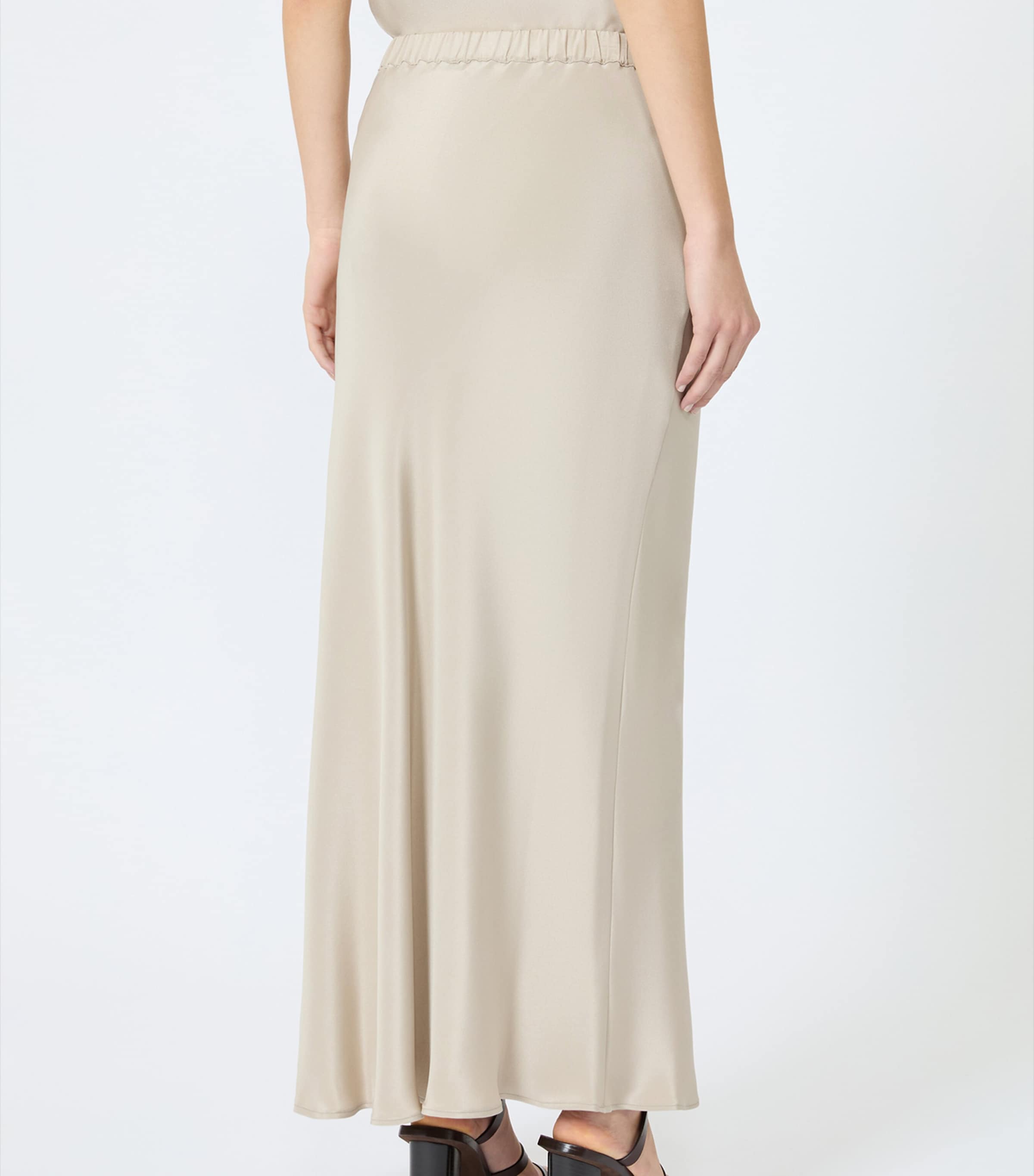 Max Mara Womens Silk Maxi Skirt Stone Image 4