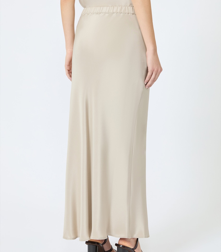 Max Mara Womens Silk Maxi Skirt Stone Image 4