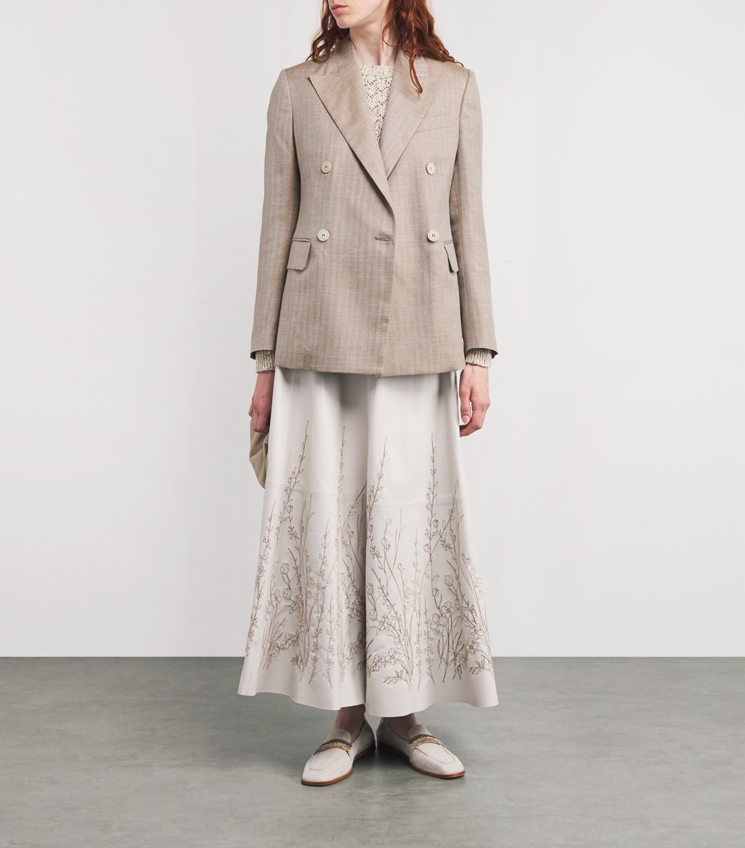 Wool-Silk-Linen Double-Breasted Blazer TABACCO Image 2