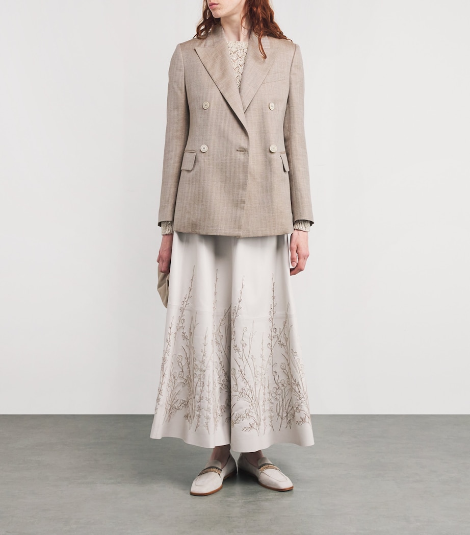 Wool-Silk-Linen Double-Breasted Blazer TABACCO Image 2