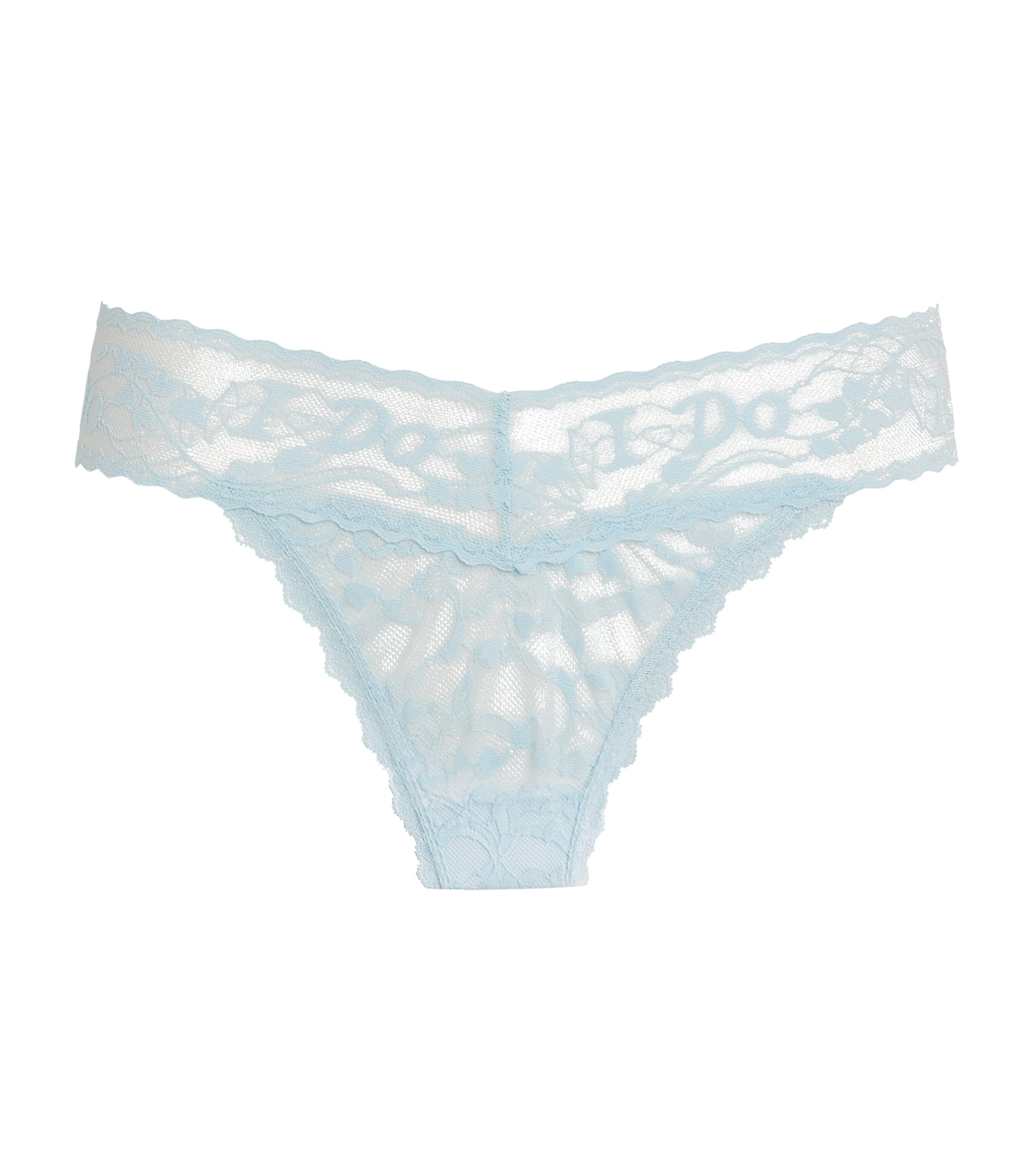 Hanky Panky Womens Original Lace I Do Shimmer Thong Powder Blue Image 1