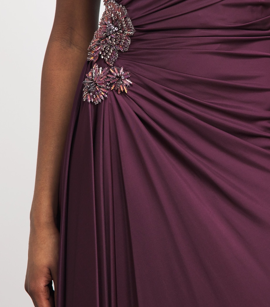 Costarellos Womens Embellished Lorinne Gown Sangria Brnz Crystls Image 5