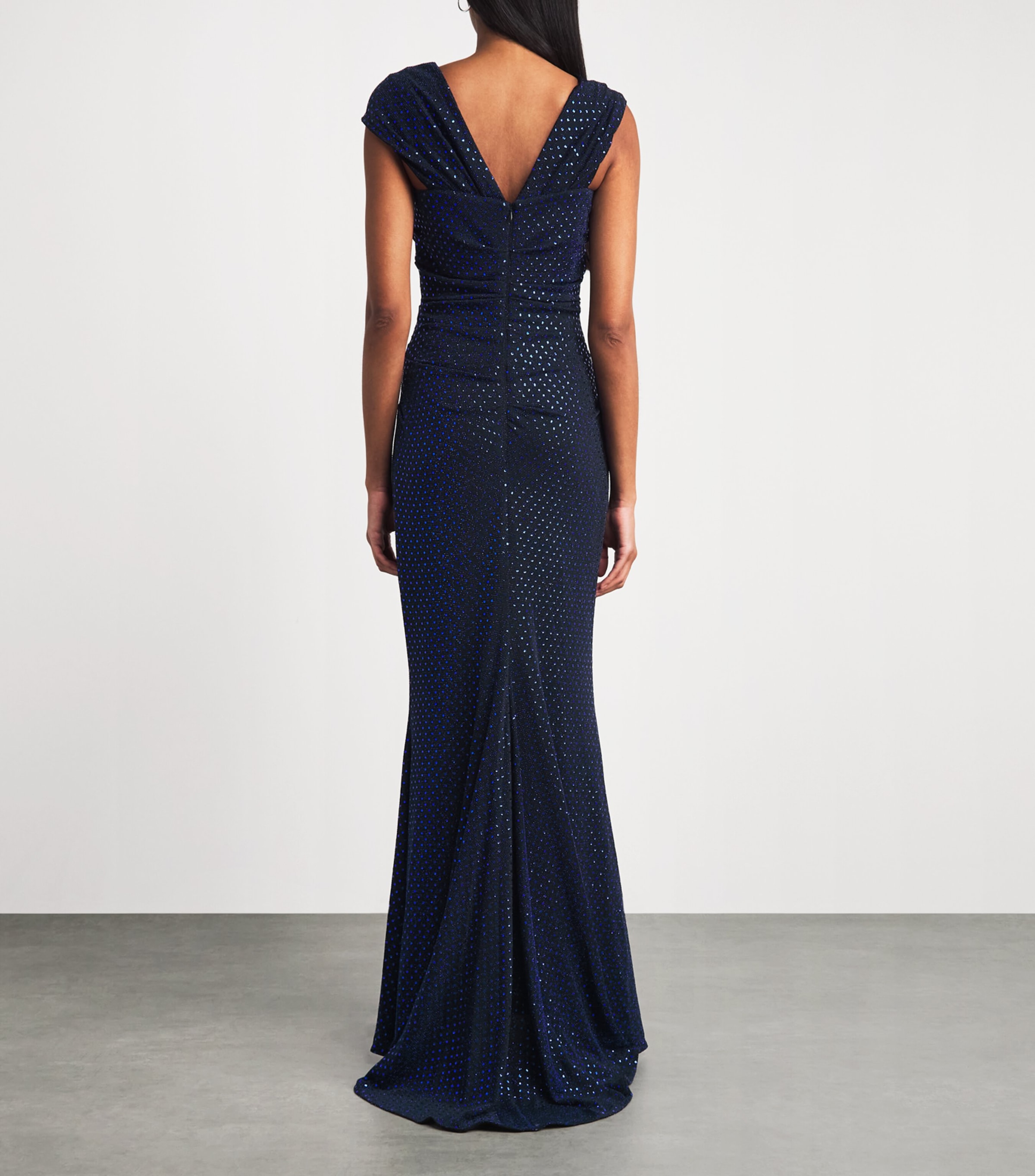 Talbot Runhof Womens Sequin Sleeveless Gown Navy Image 4