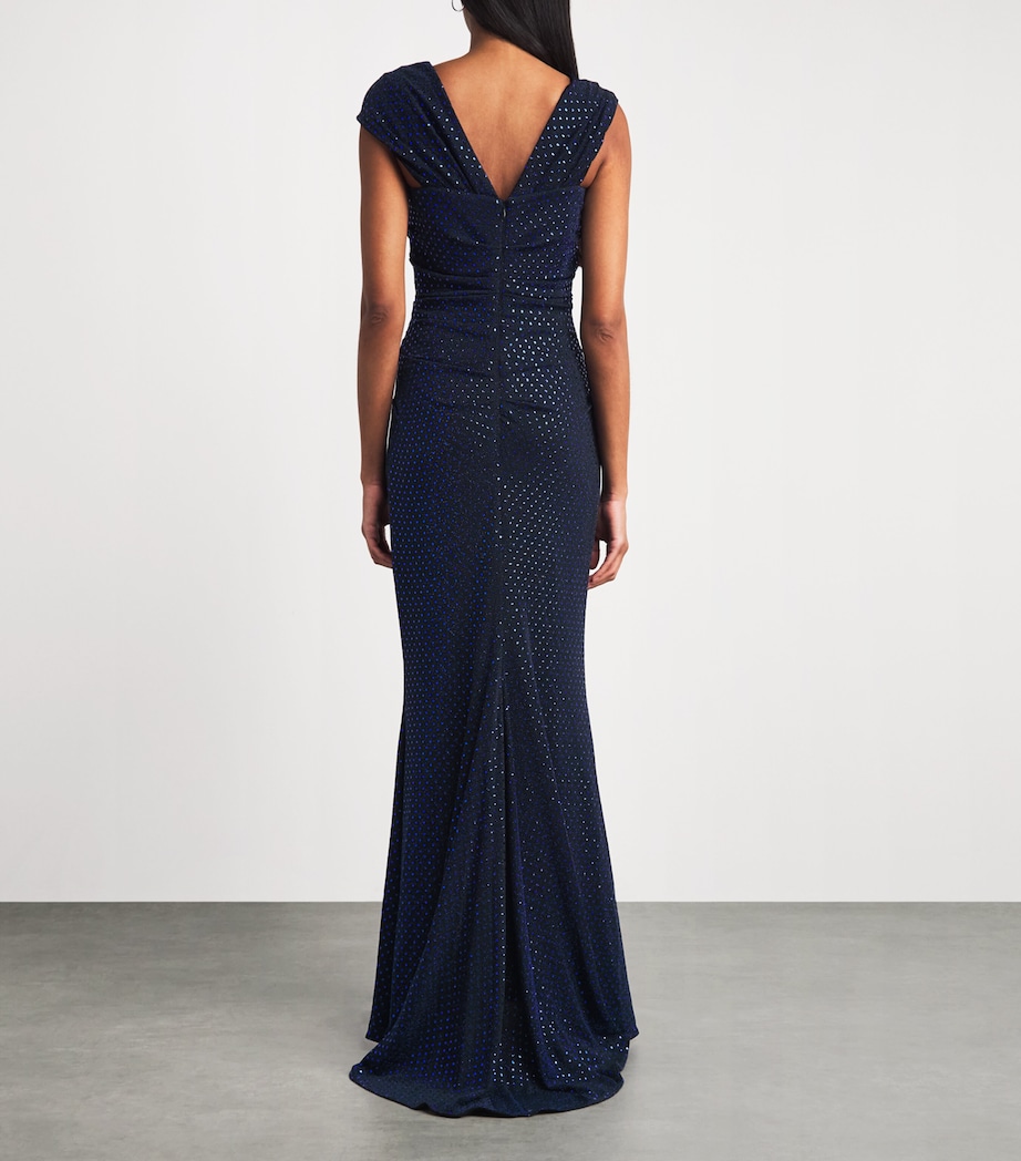 Talbot Runhof Womens Sequin Sleeveless Gown Navy Image 4