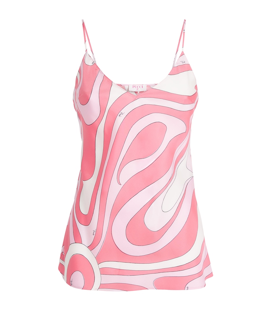 PUCCI Womens Silk Pattern Cami Top Pink Image 1