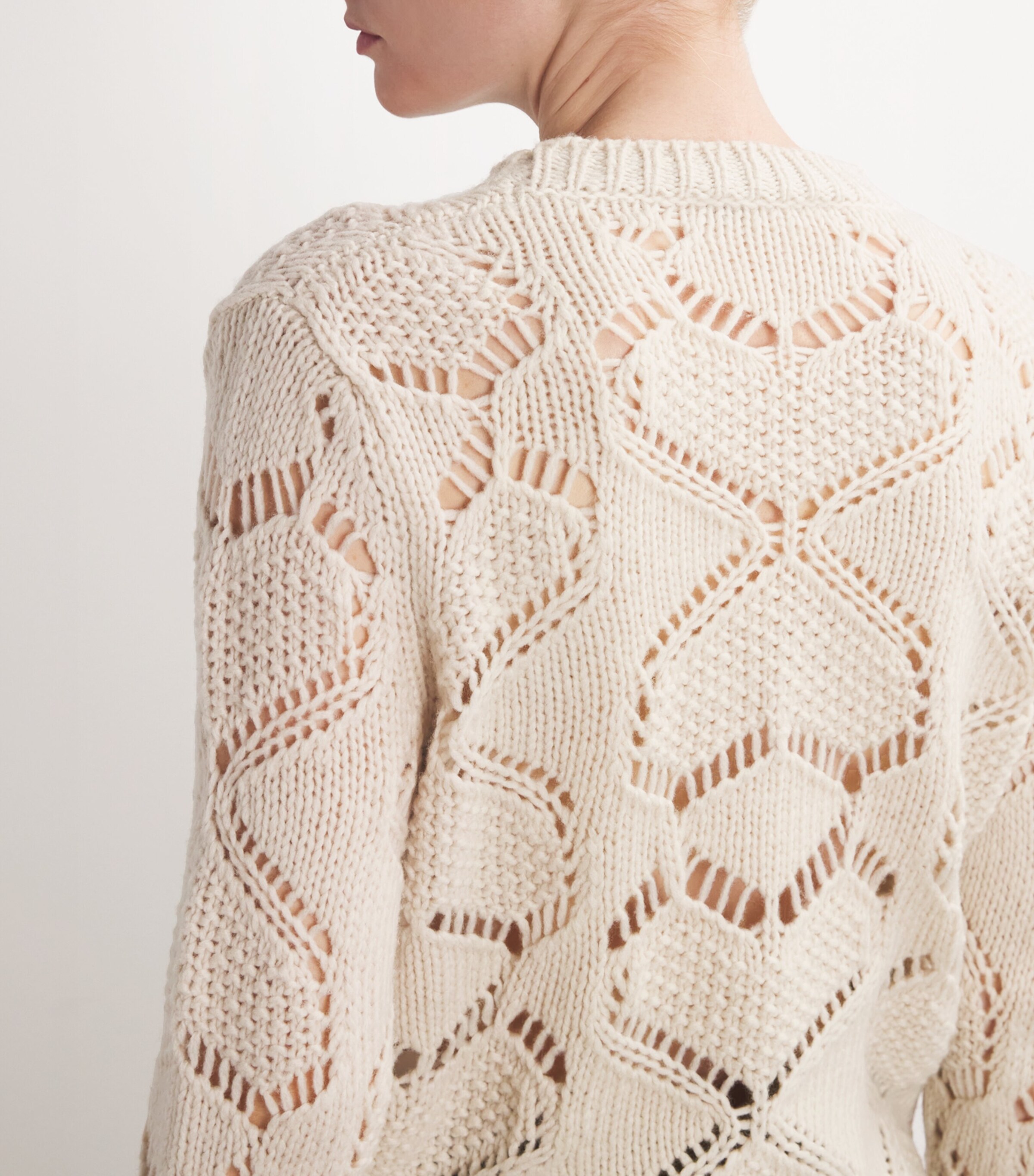 Weekend Max Mara Womens Virgin Wool-Blend Open-Knit Sweater Ecru Image 6