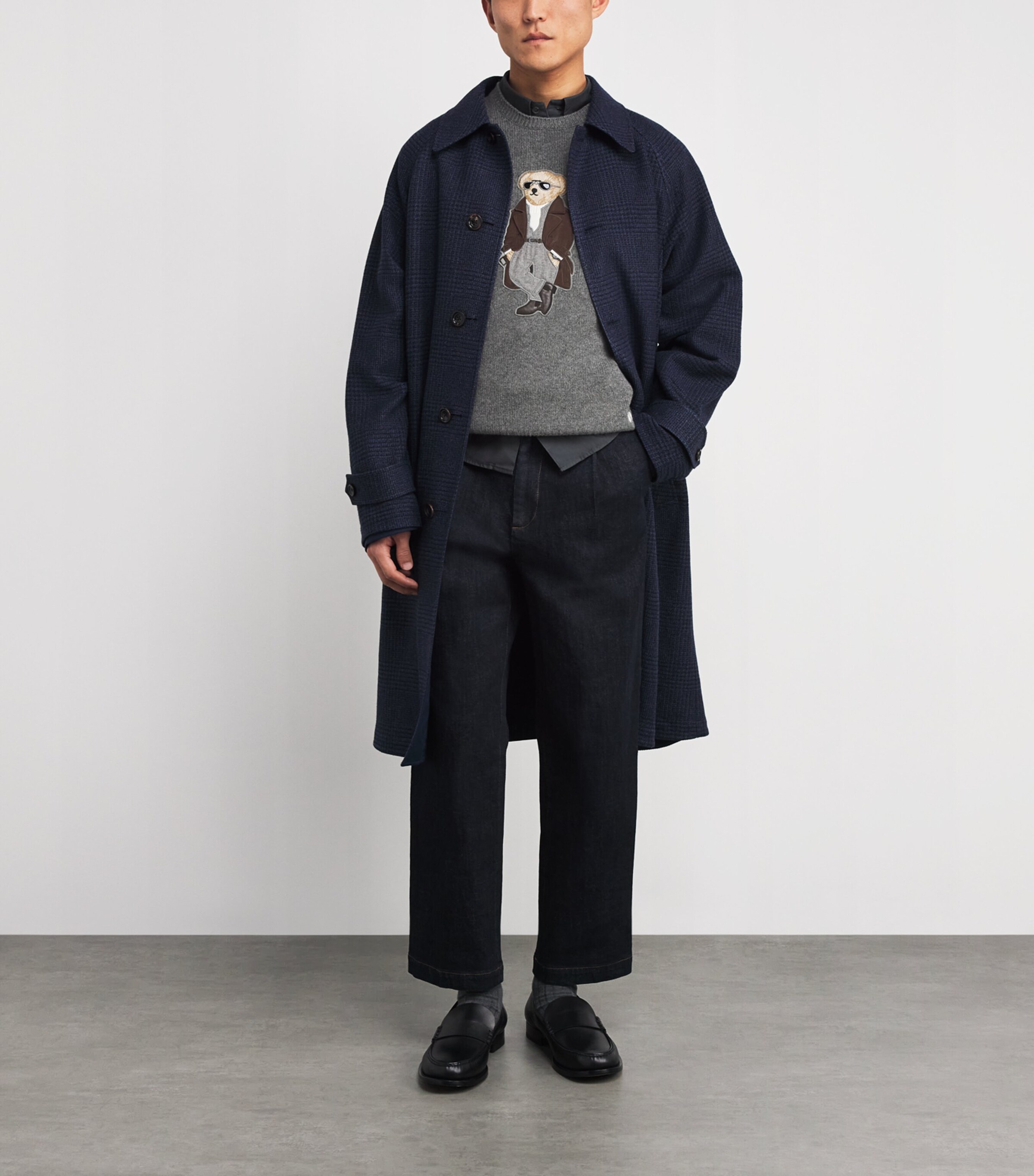 Cashmere Polo Bear Sweater GREY HTR Image 2