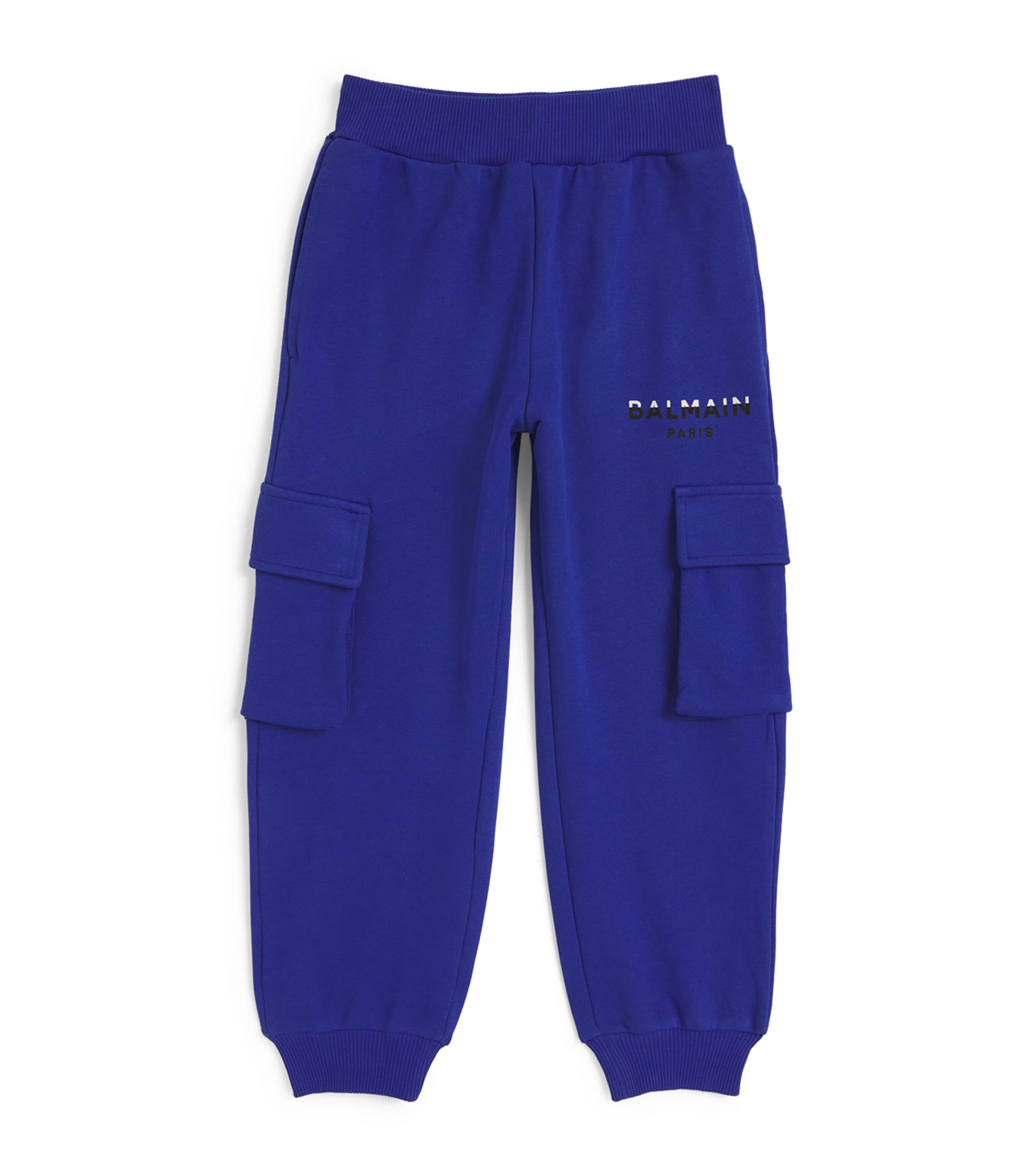 Shop Balmain Embellished Sweatpants In Blue