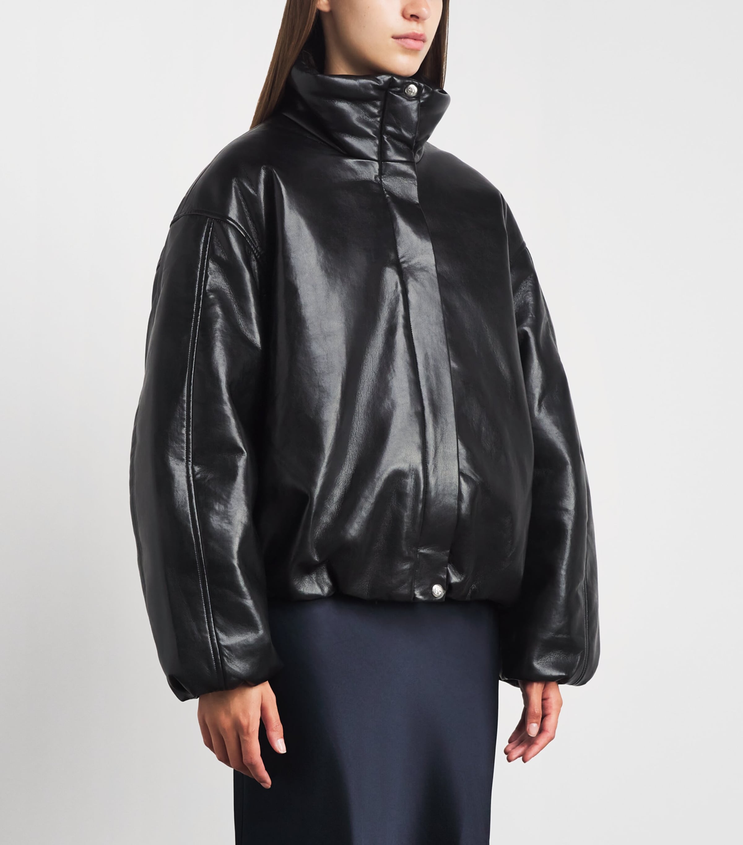 ANINE BING Womens Regenerated Leather Cyrus Jacket Black Image 4
