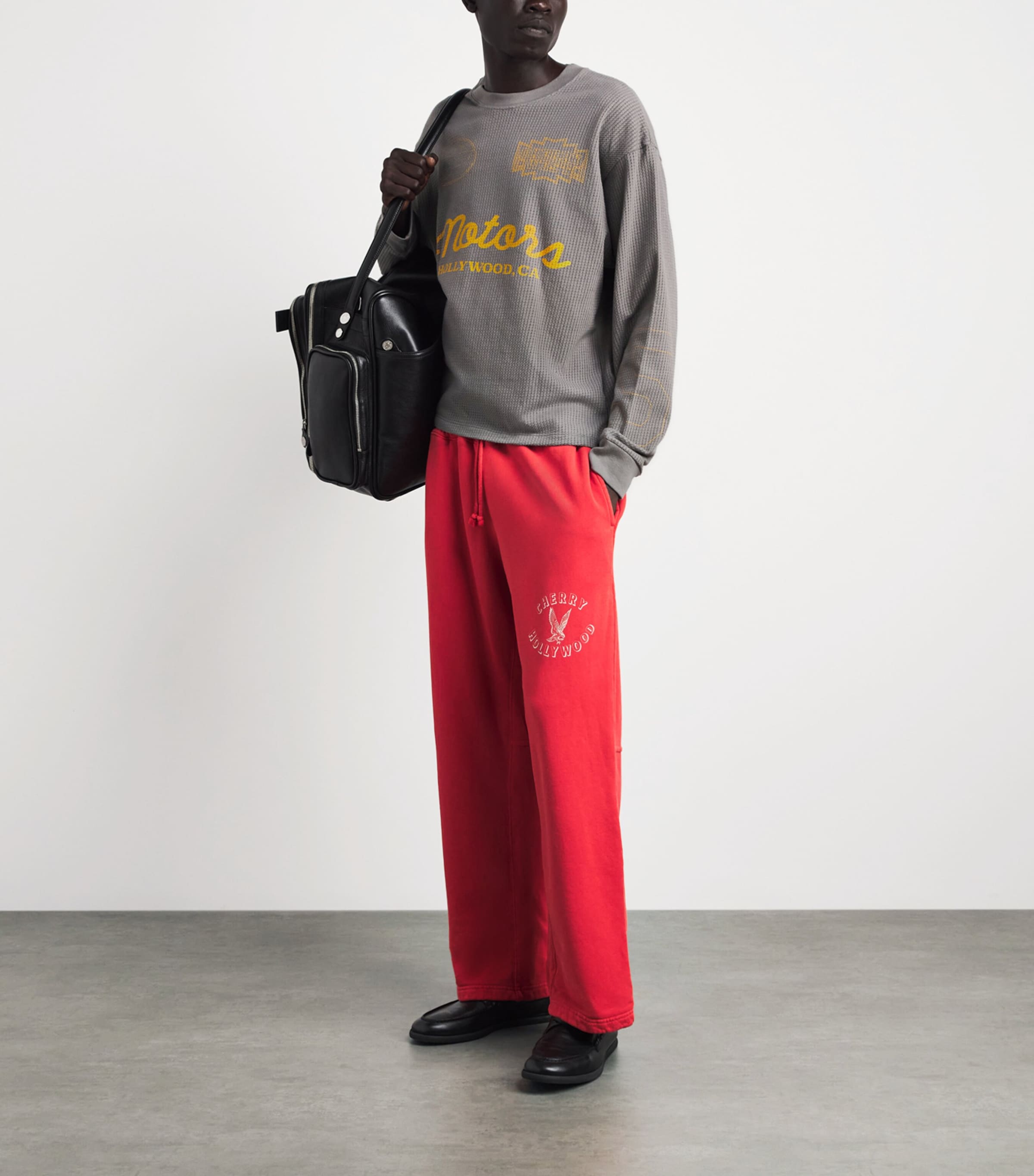 Cherry Los Angeles Mens Mesh Long-Sleeve Motors T-Shirt Charcoal Image 2