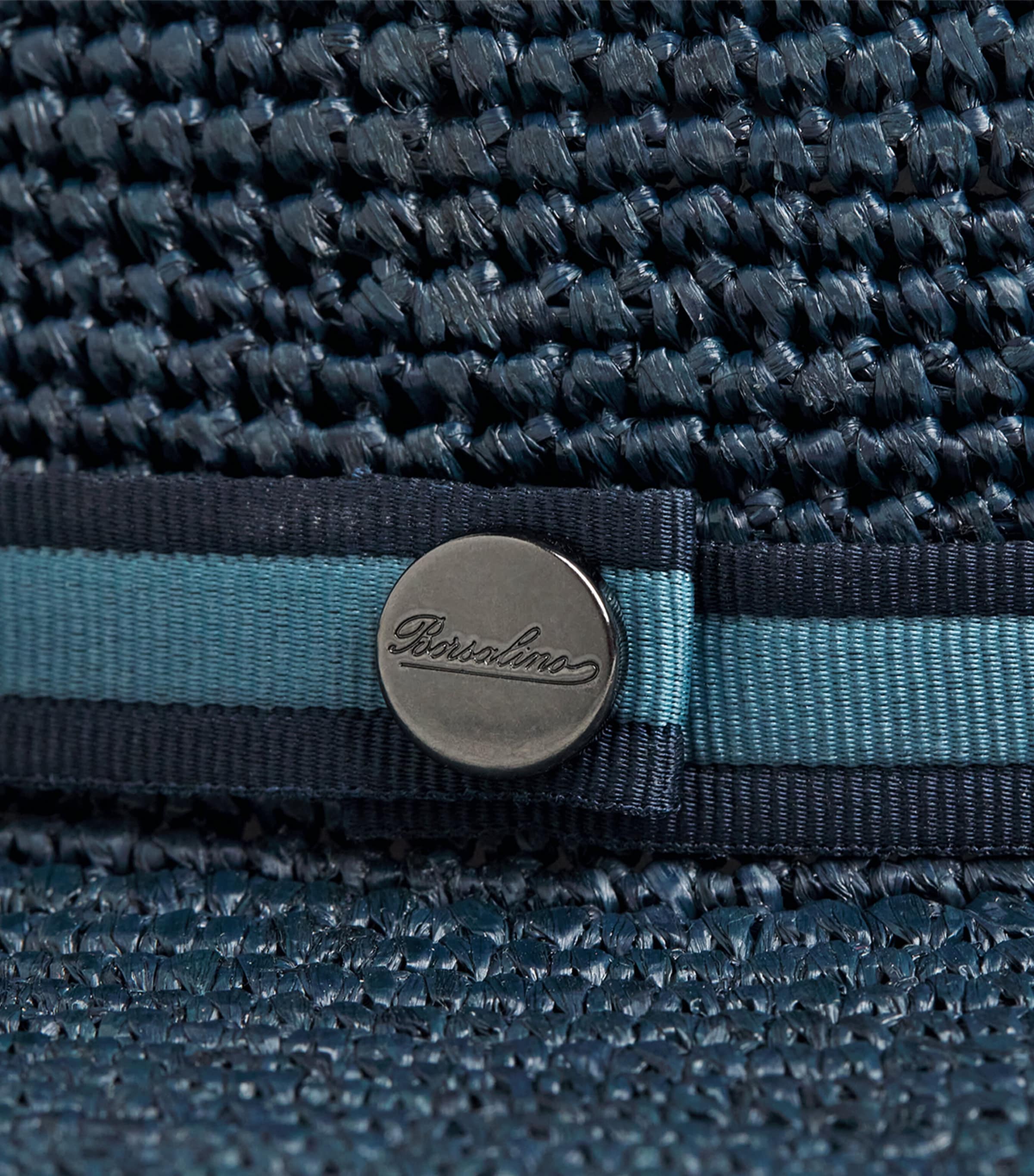 Borsalino Raffia Crocheted Argentina Fedora Navy Cinta Image 5