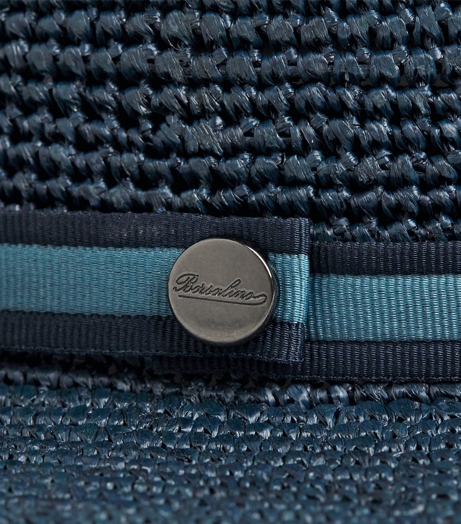 Borsalino Raffia Crocheted Argentina Fedora Navy Cinta Image 5