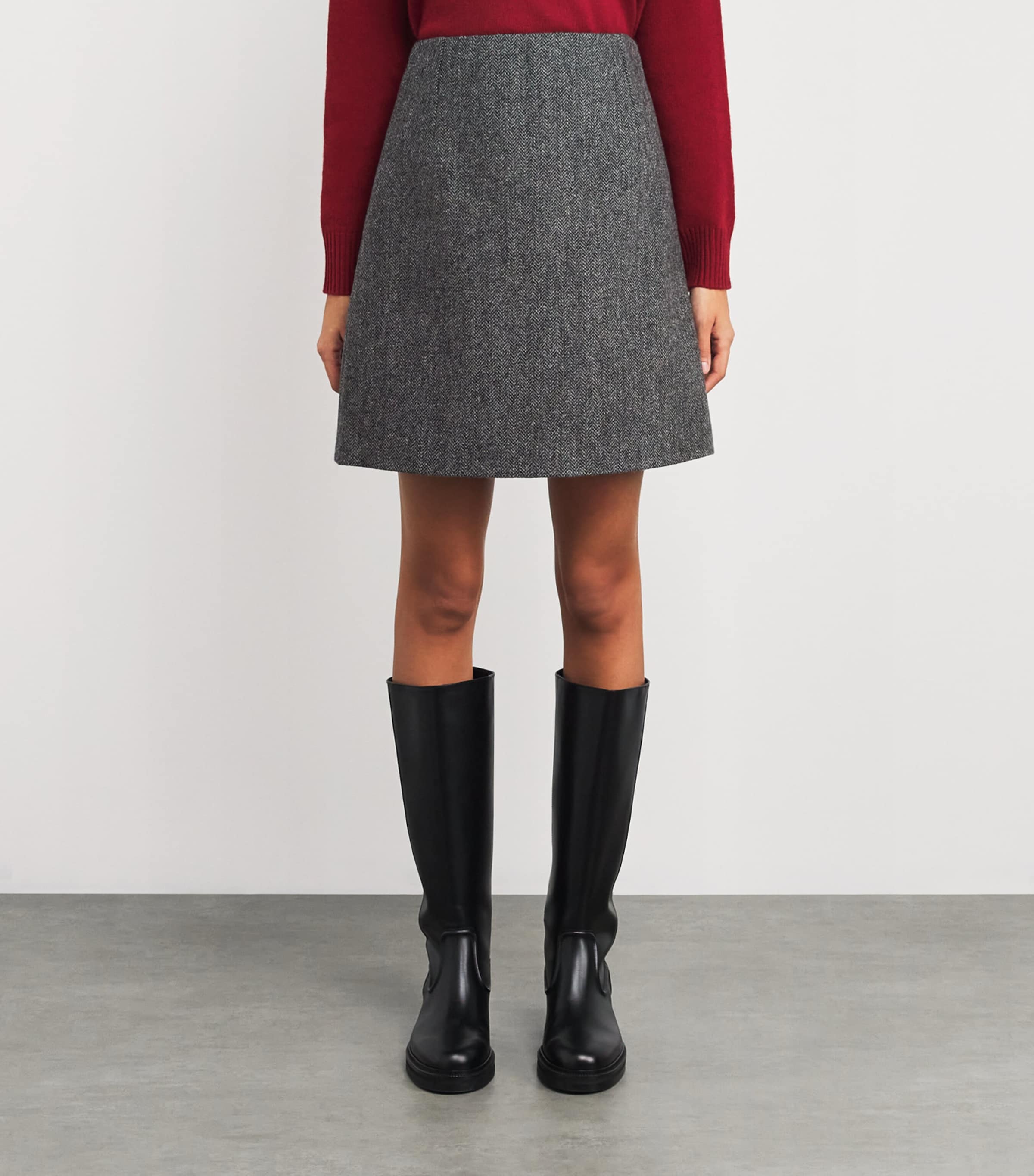 Wool A-Line Skirt DARK GREY Image 3