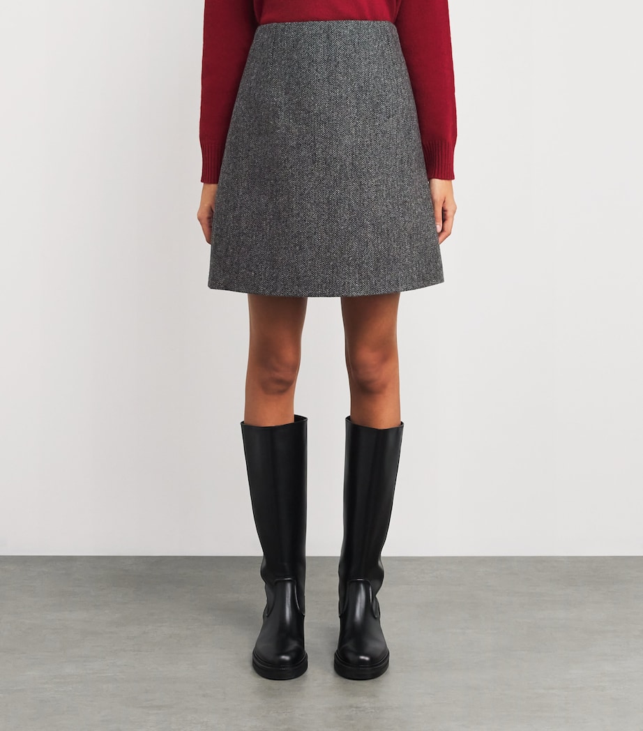 Wool A-Line Skirt DARK GREY Image 3
