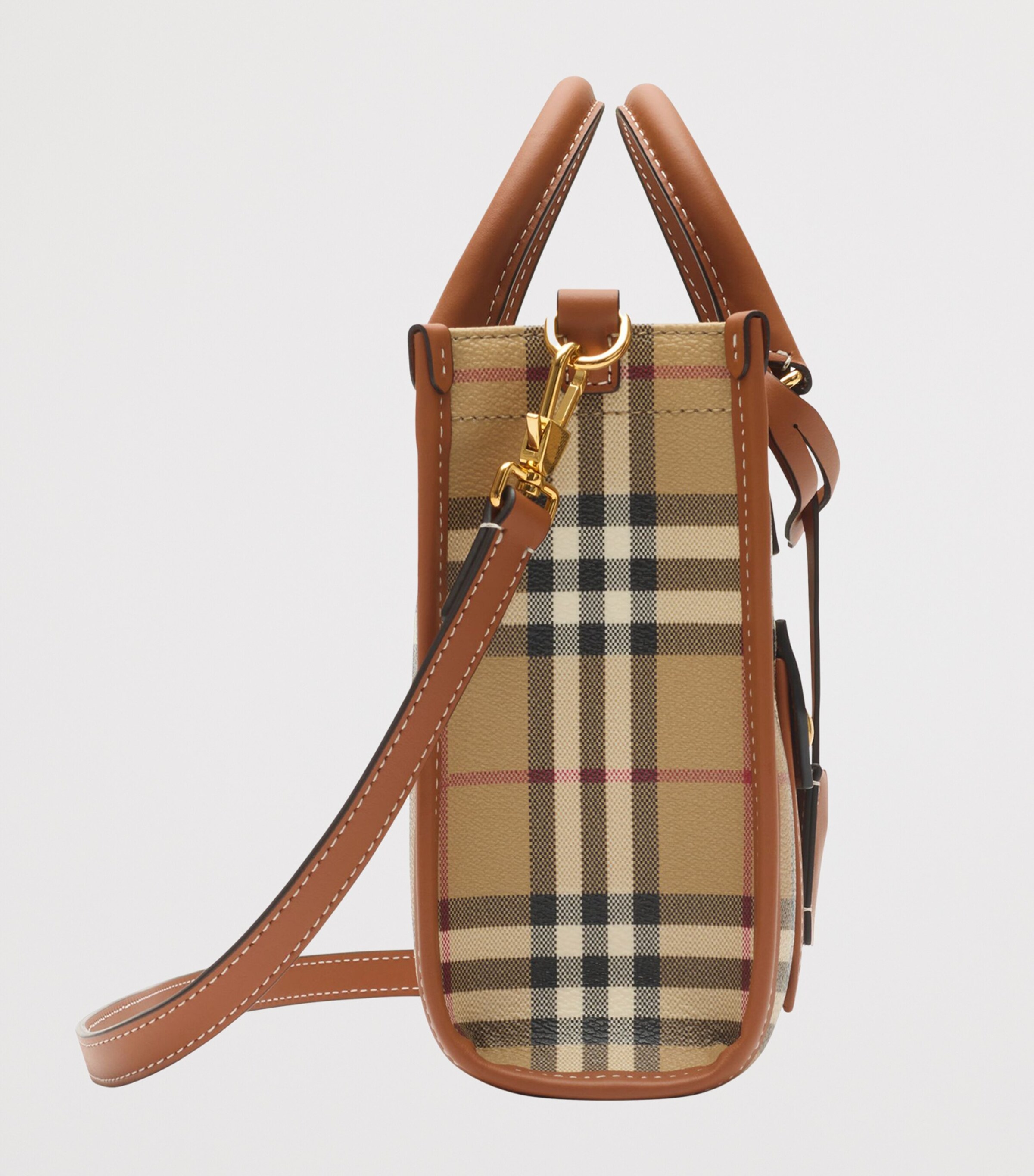 Mini Check Freya Tote Bag VNTG CHK/BRIAR BROWN Image 4