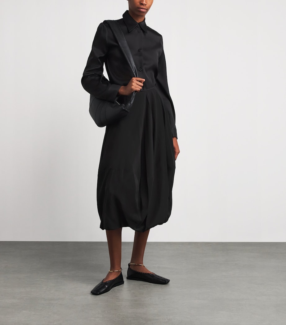 Silk Balloon Midi Skirt BK999 BLACK Image 2