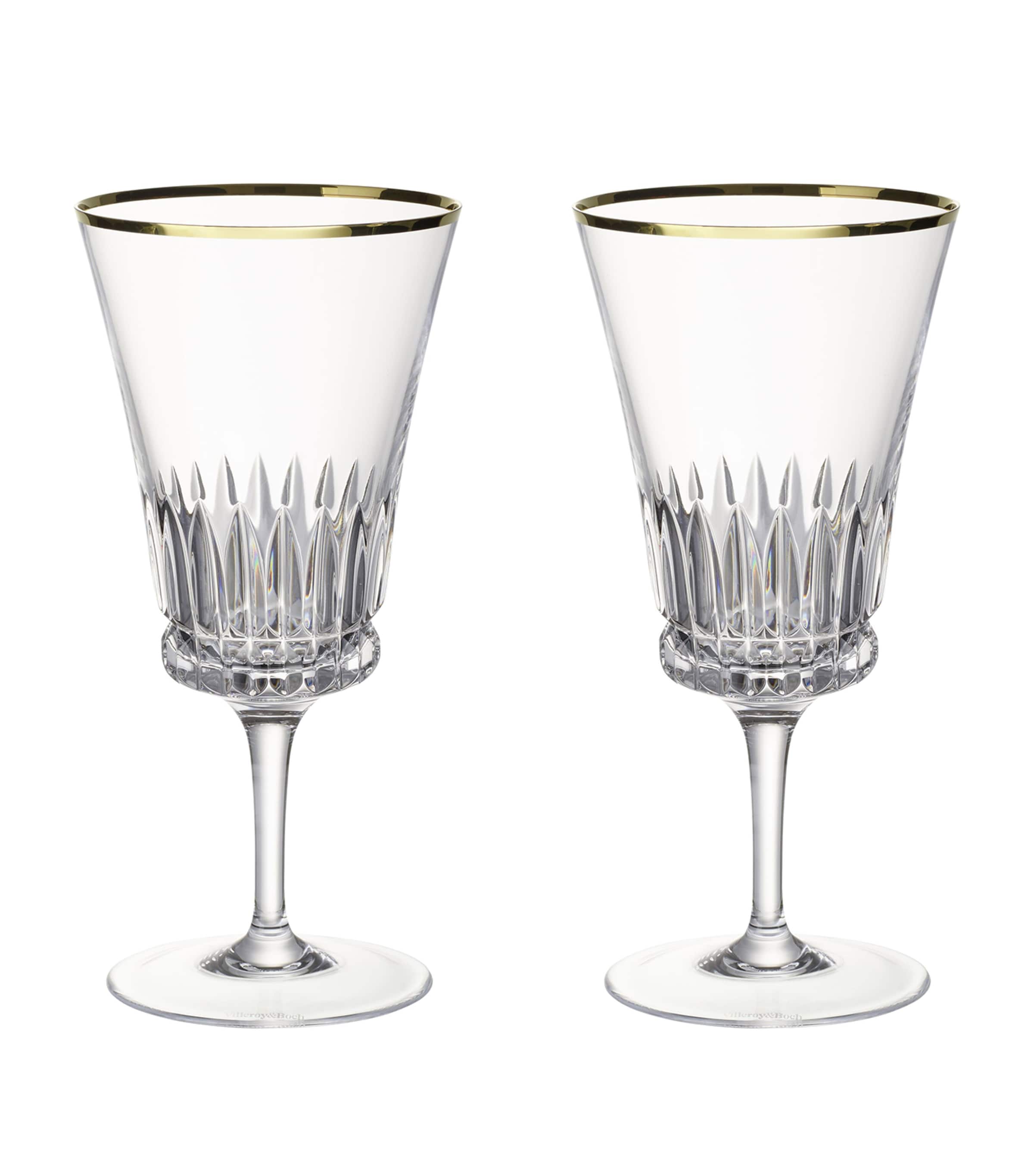 Villeroy & Boch Grand Royal Gold Crystal-glass Water Goblets Set Of 2 In Clear