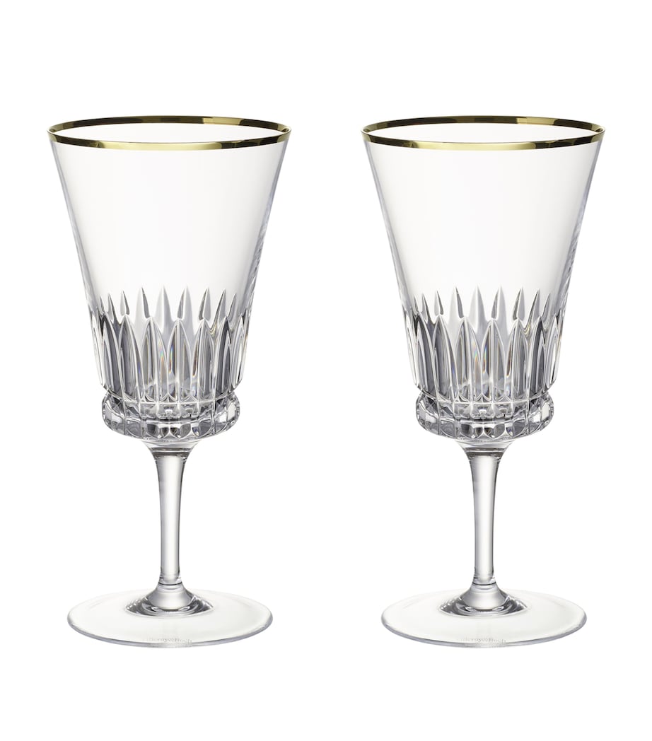 Set of 2 Grand Royal Gold Water Goblets (390ml) CLEAR Image 1