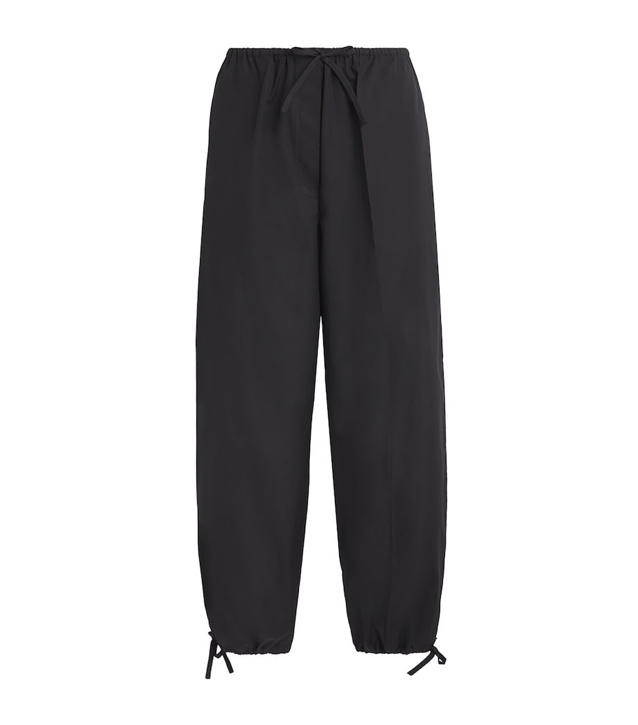 Toteme Womens Cotton Drawstring Trousers Black Image 1