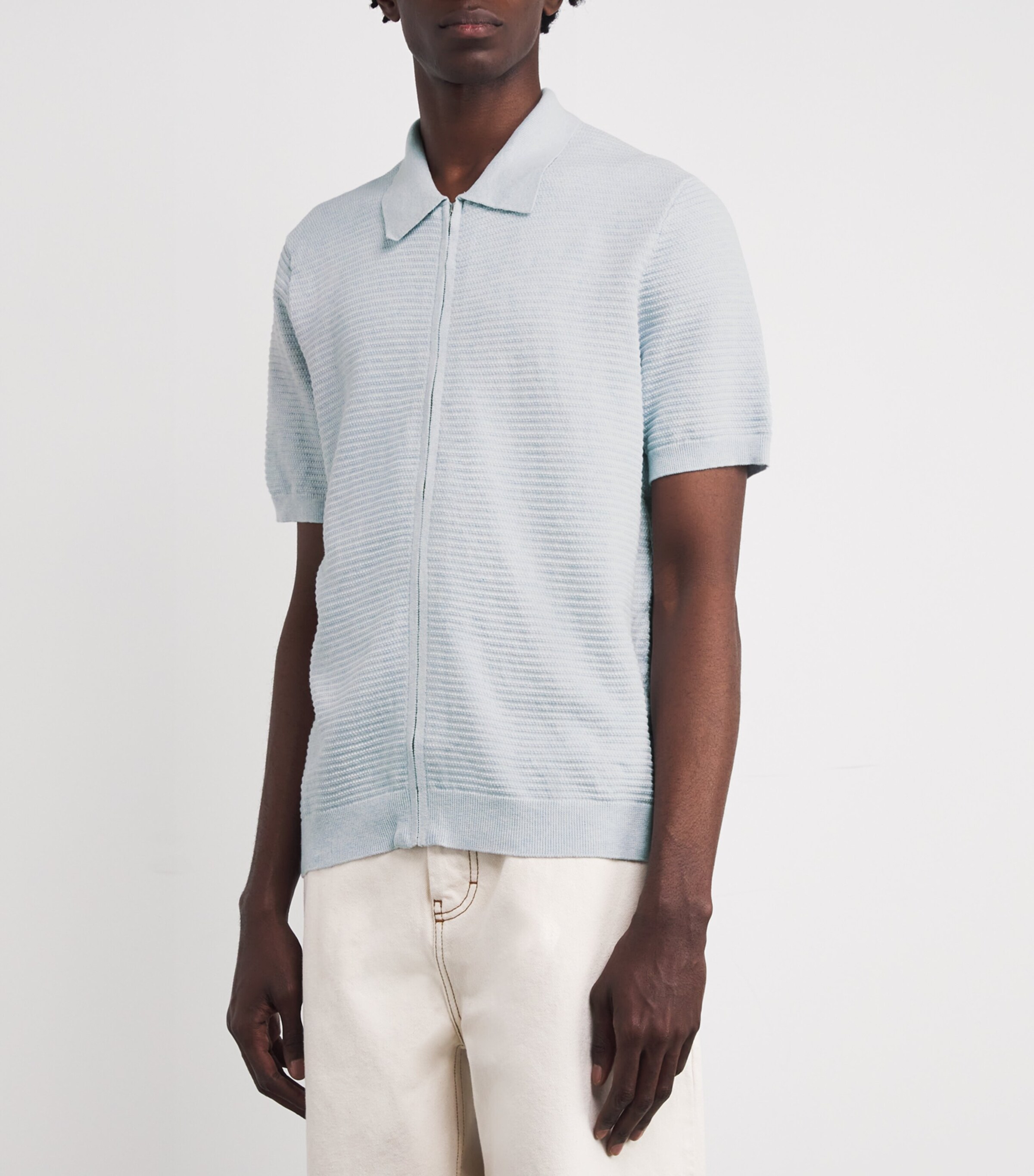 NN.07 Mens Organic Cotton Zip-Up Gustav Shirt Winter Sky Image 3